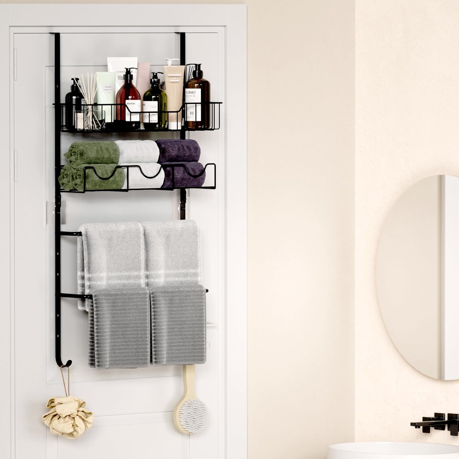4-Tier Towel Rack for Bathroom Over the Door