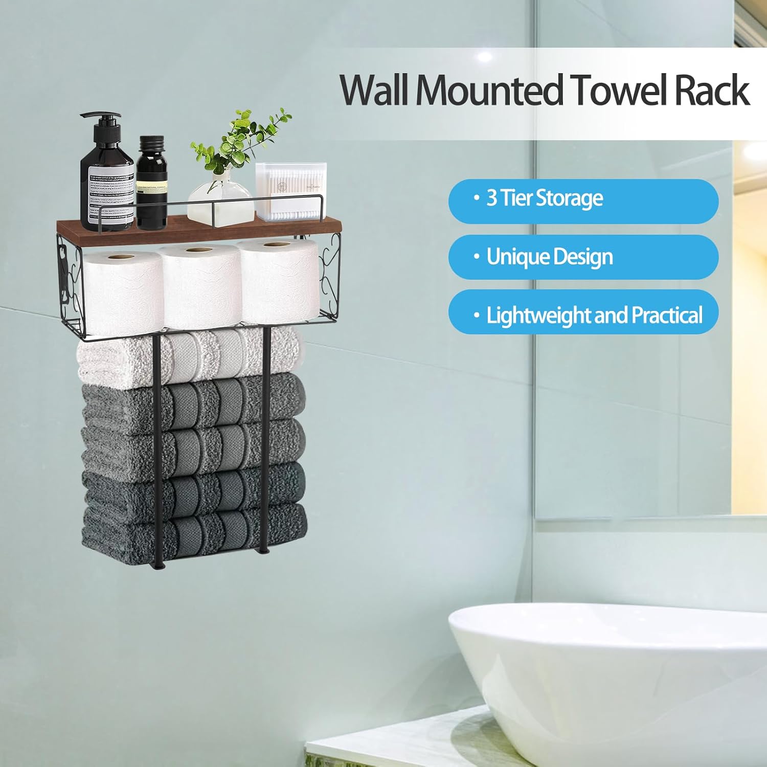 Stylish Wall-Mount Towel Rack for Efficient Storage