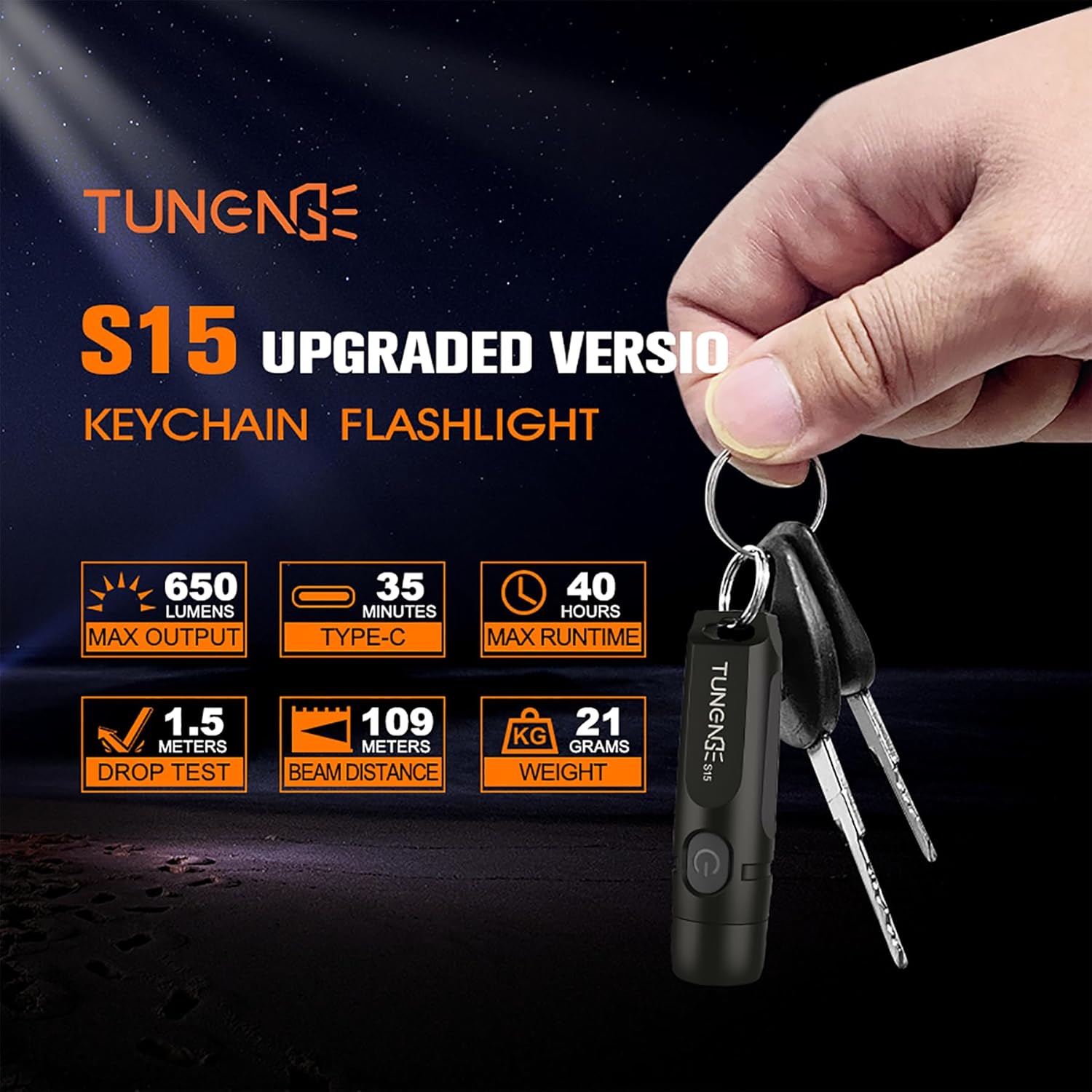 TUNENGES15 Keychain Flashlight