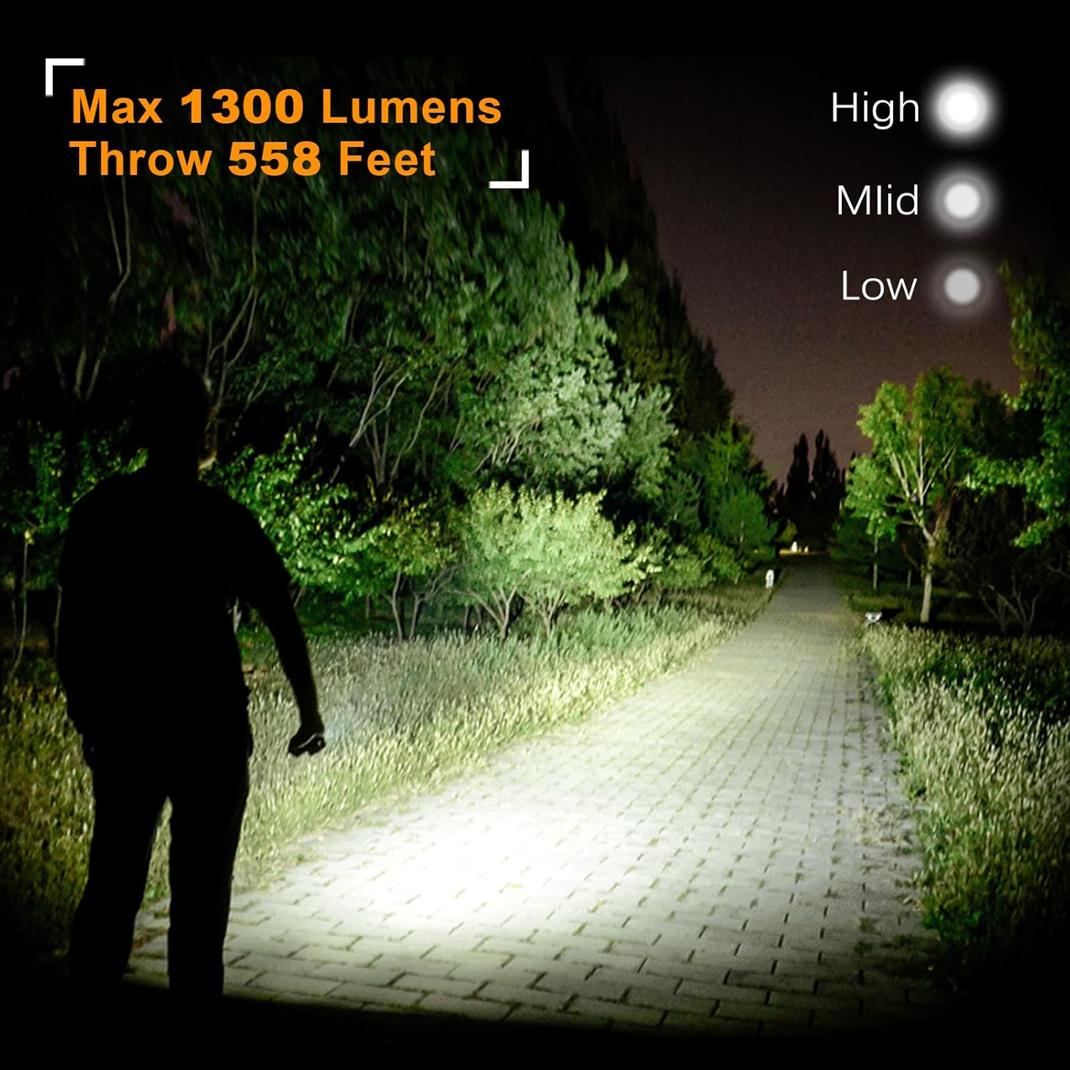 VTIGER T1A 1300 Lumens EDC Flashlight with Magnetic Clip