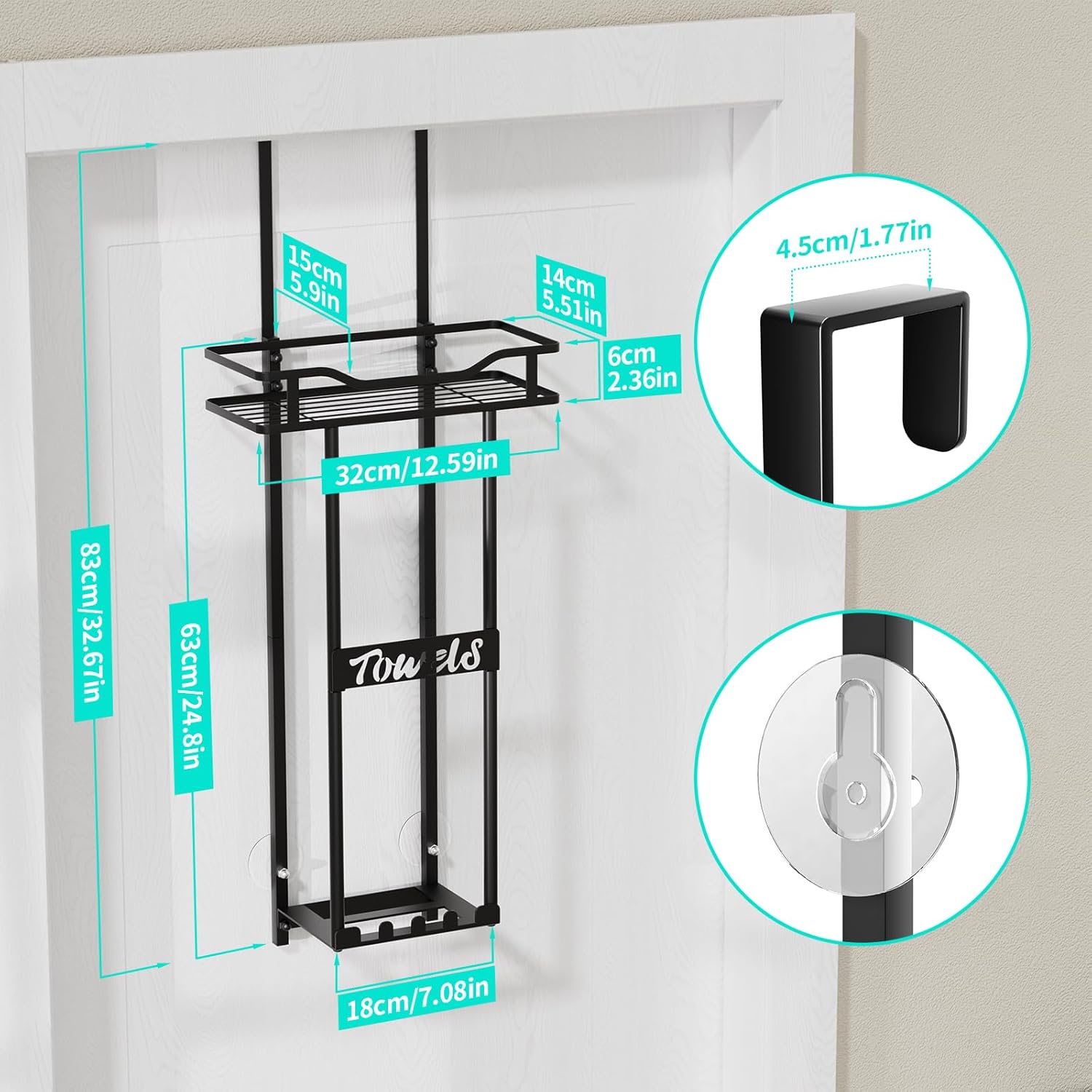 HapiRm Over the Door Towel Rack