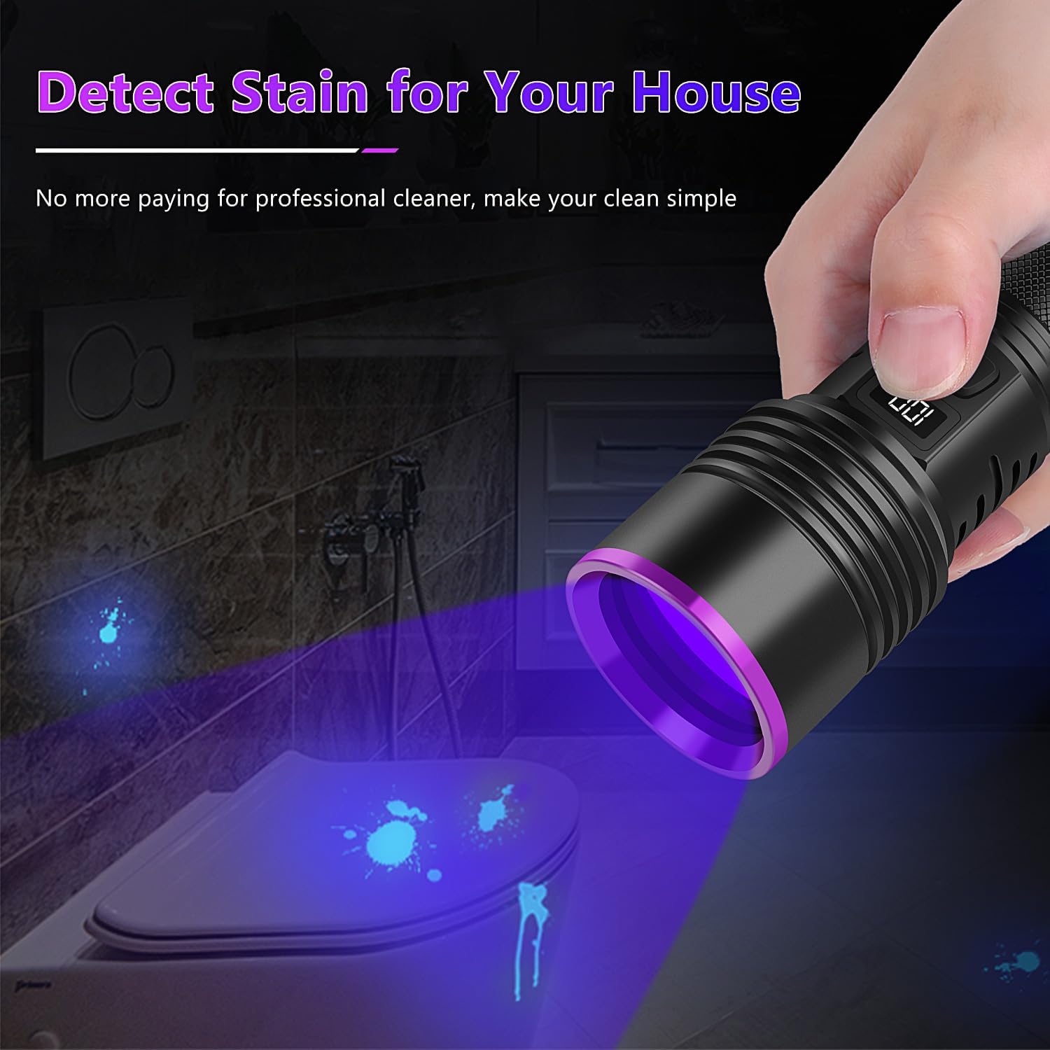 Powerful 365NM UV Flashlight for Pet Urine Scorpion Detection