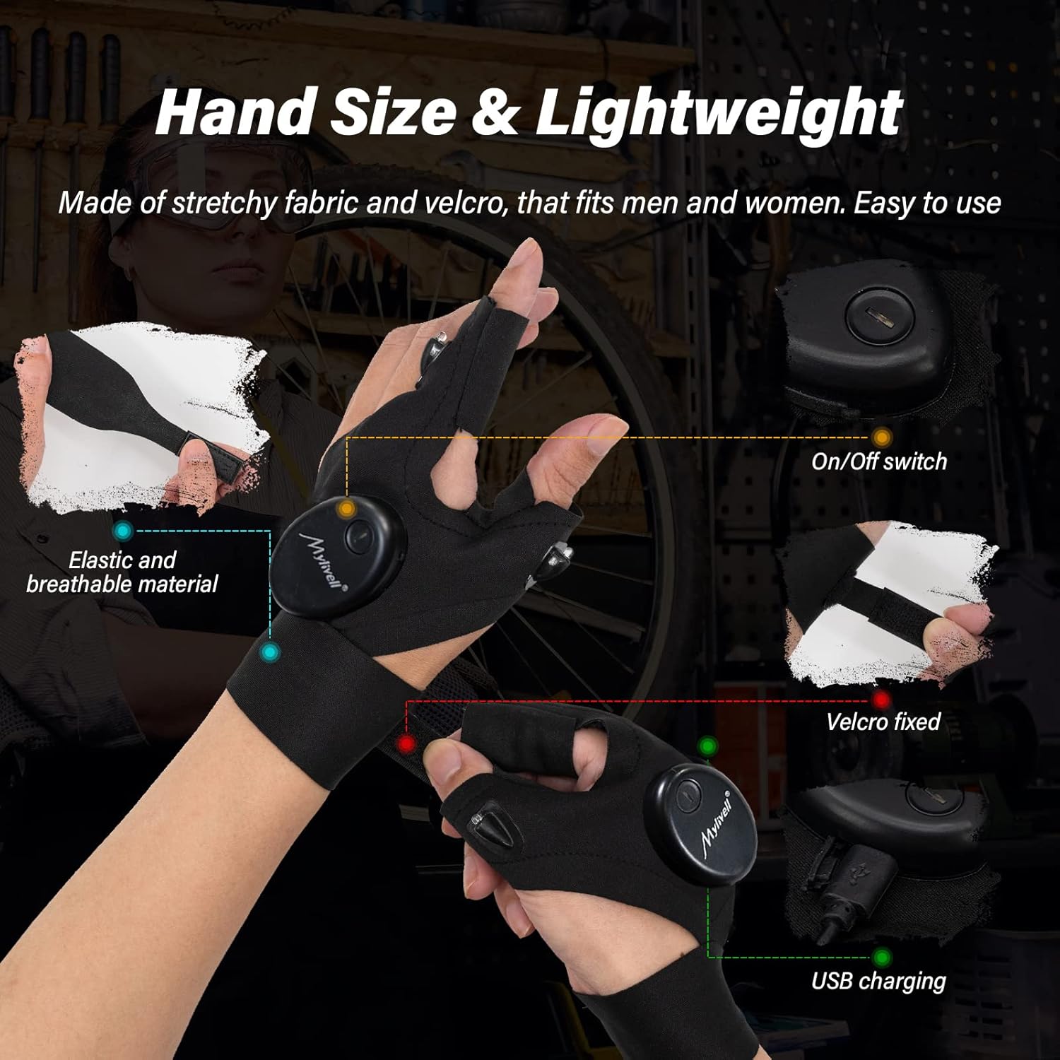 Mylivell Handsfree LED Flashlight Gloves Ultimate Tool