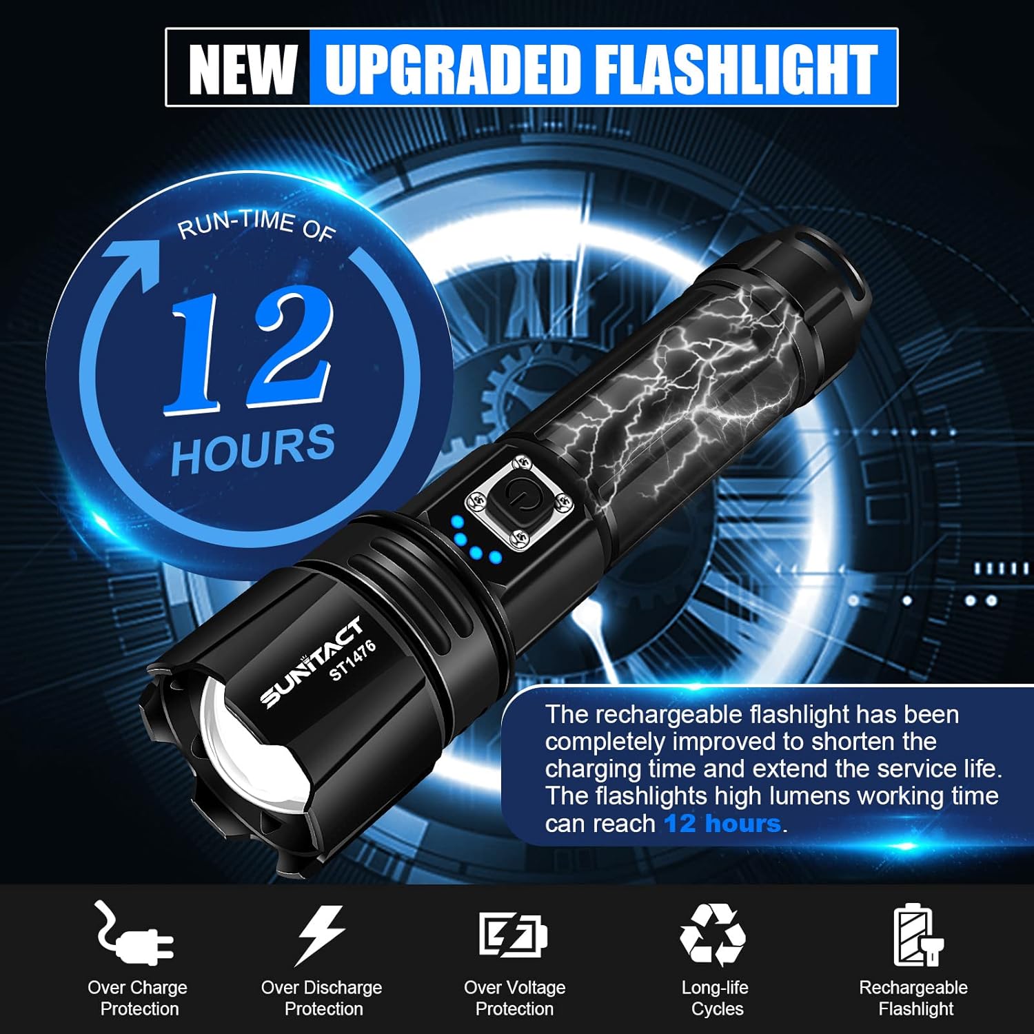 High-Luminosity Rechargeable Flashlight