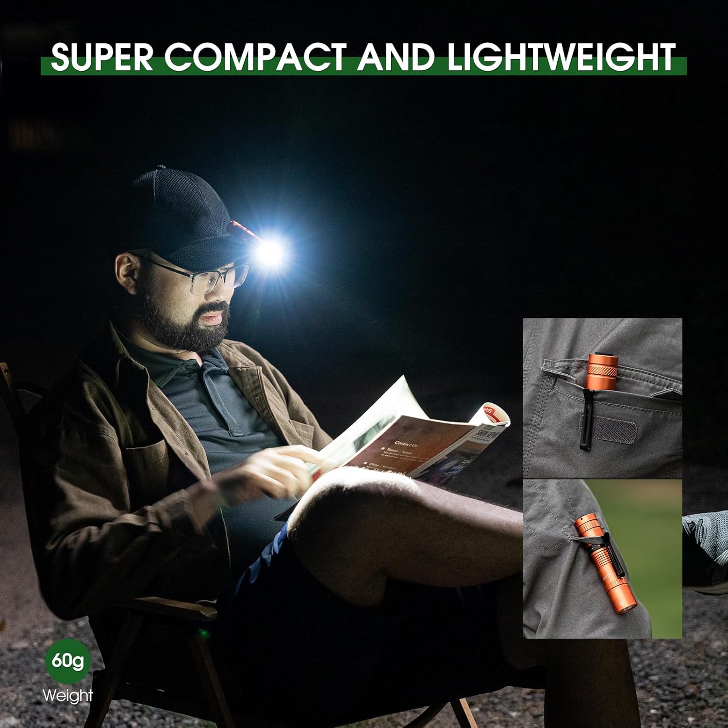 Compact Rechargeable 1200 Lumens EDC Flashlight with 4 Modes