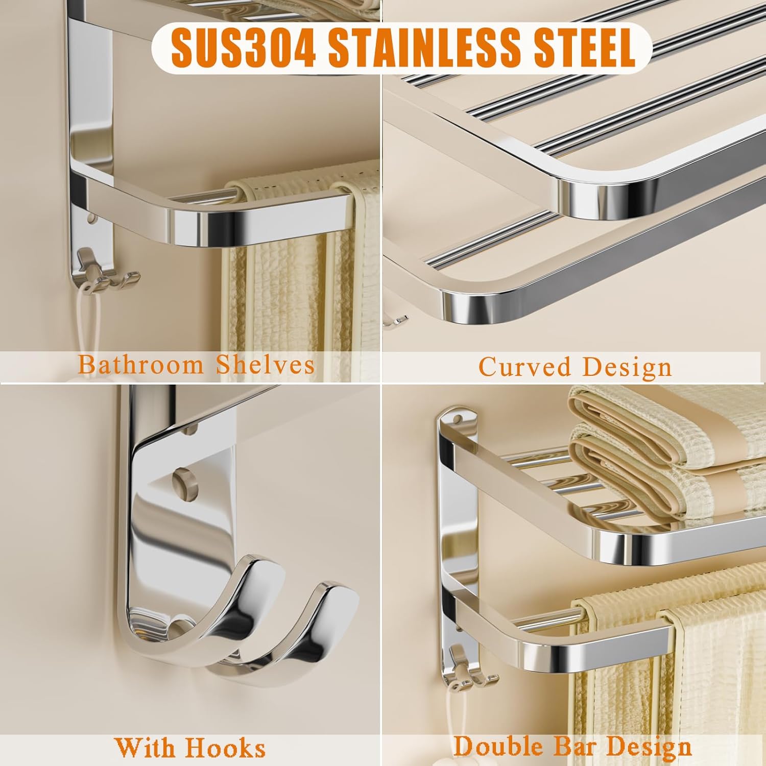 Bow Down NICETAKU Stainless Steel Towel Rack 23inch for Bathroom
