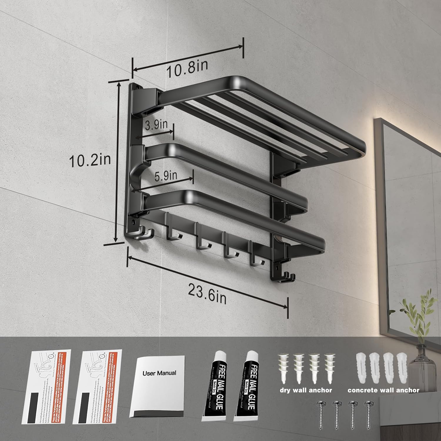 VOLDRA 24-Inch Towel Rack