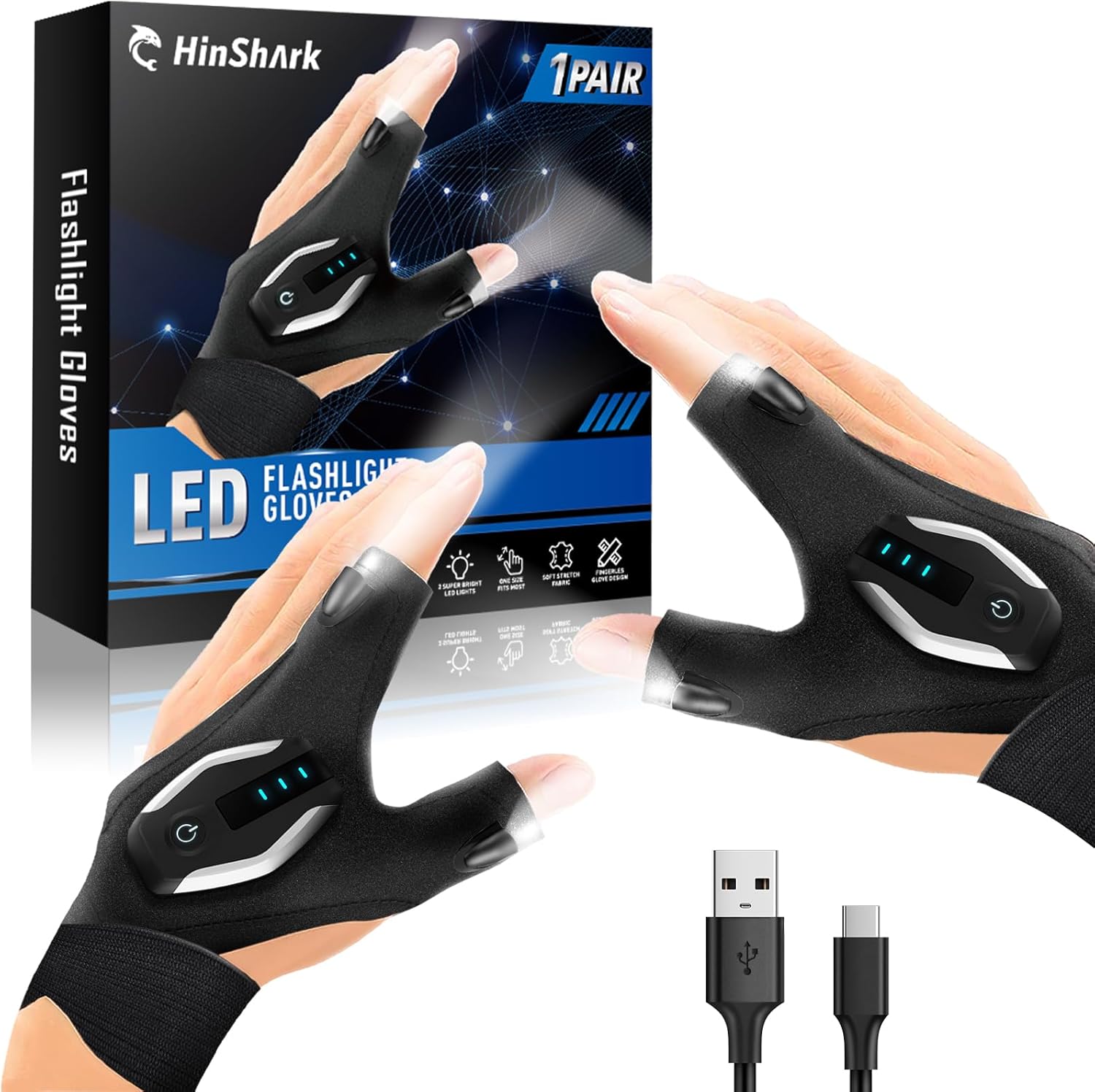 Fathers Day LED Gloves Dad Gift for Men