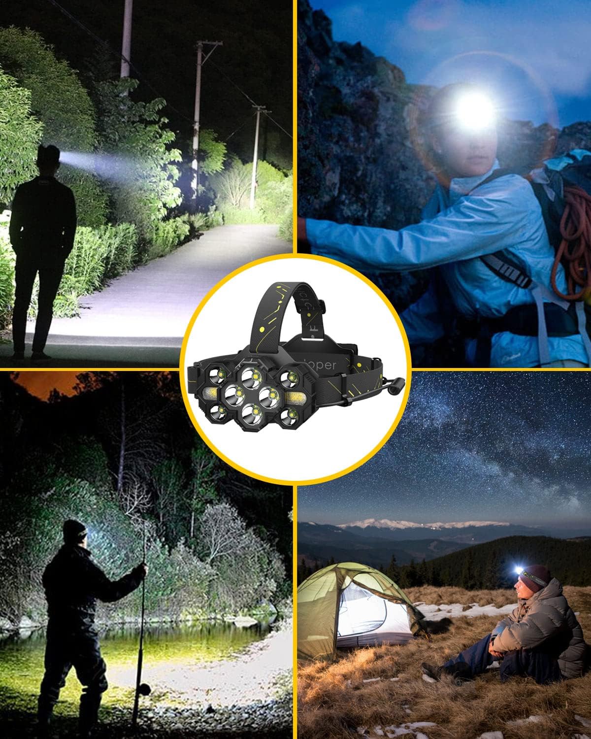 Victperm 22000 Lumen 10 LED Rechargeable Headlamp