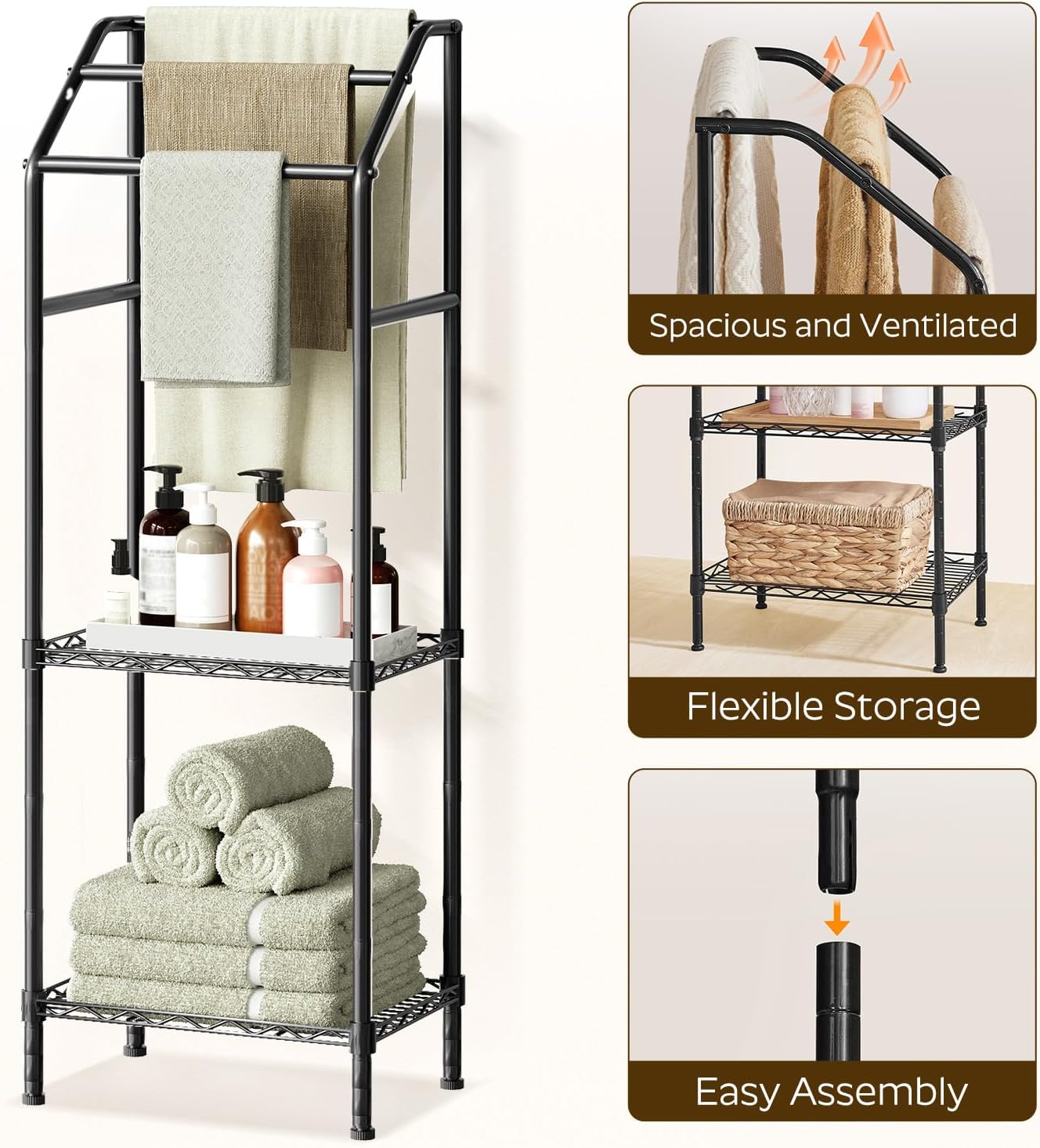 HOOBRO 478 Tall Freestanding Towel Rack