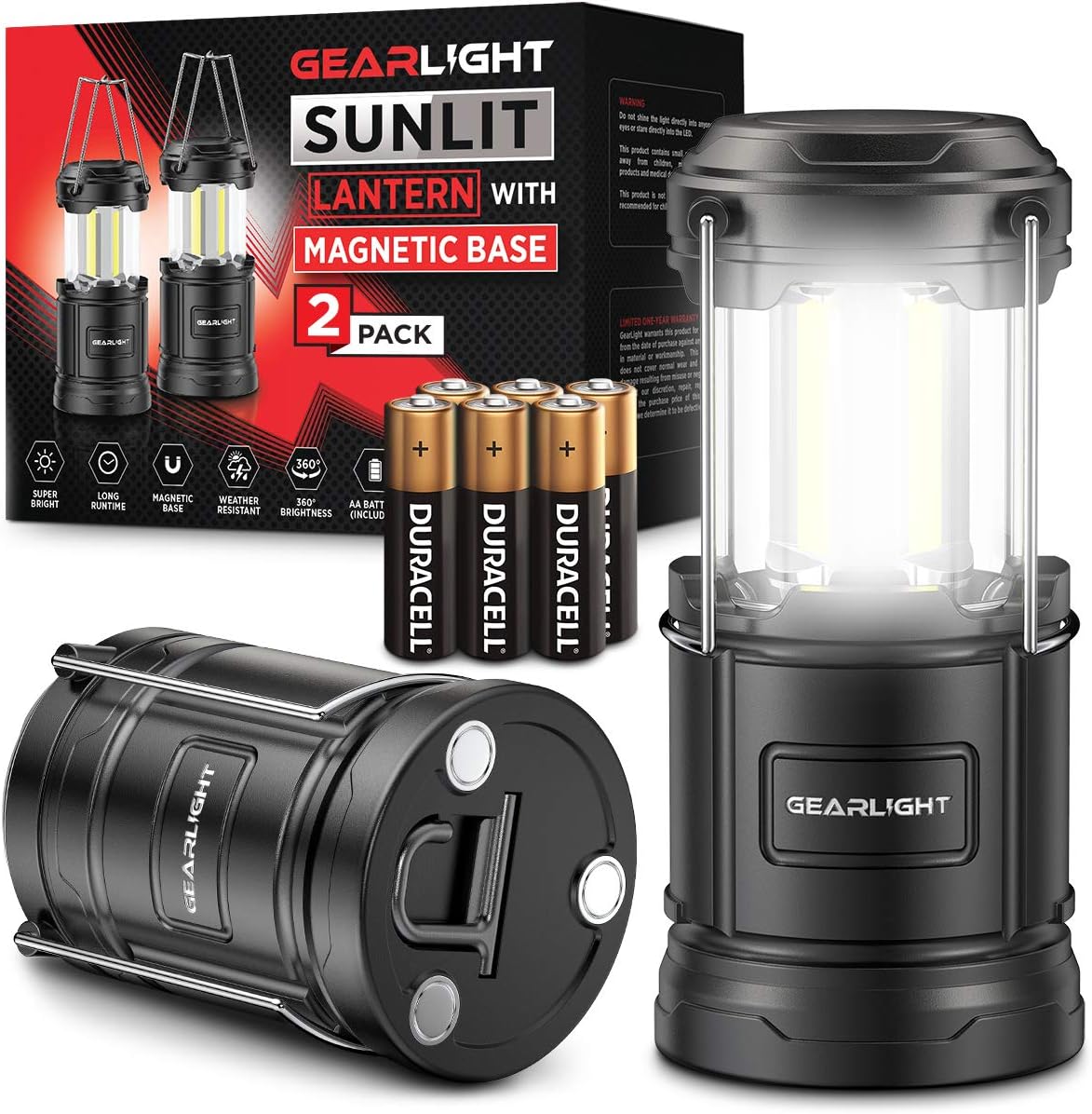 GearLight 2-in-1 Camping Lantern Portable LED with Magnetic Base