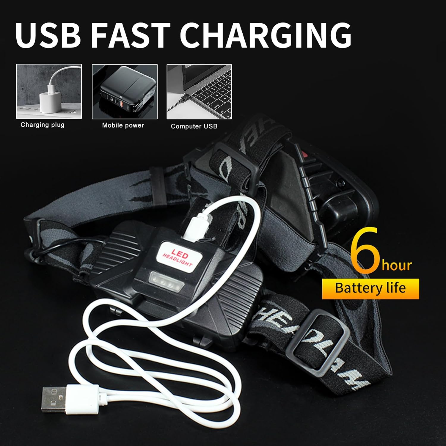 Durable Rechargeable Headlamp for Night Fishing Construction