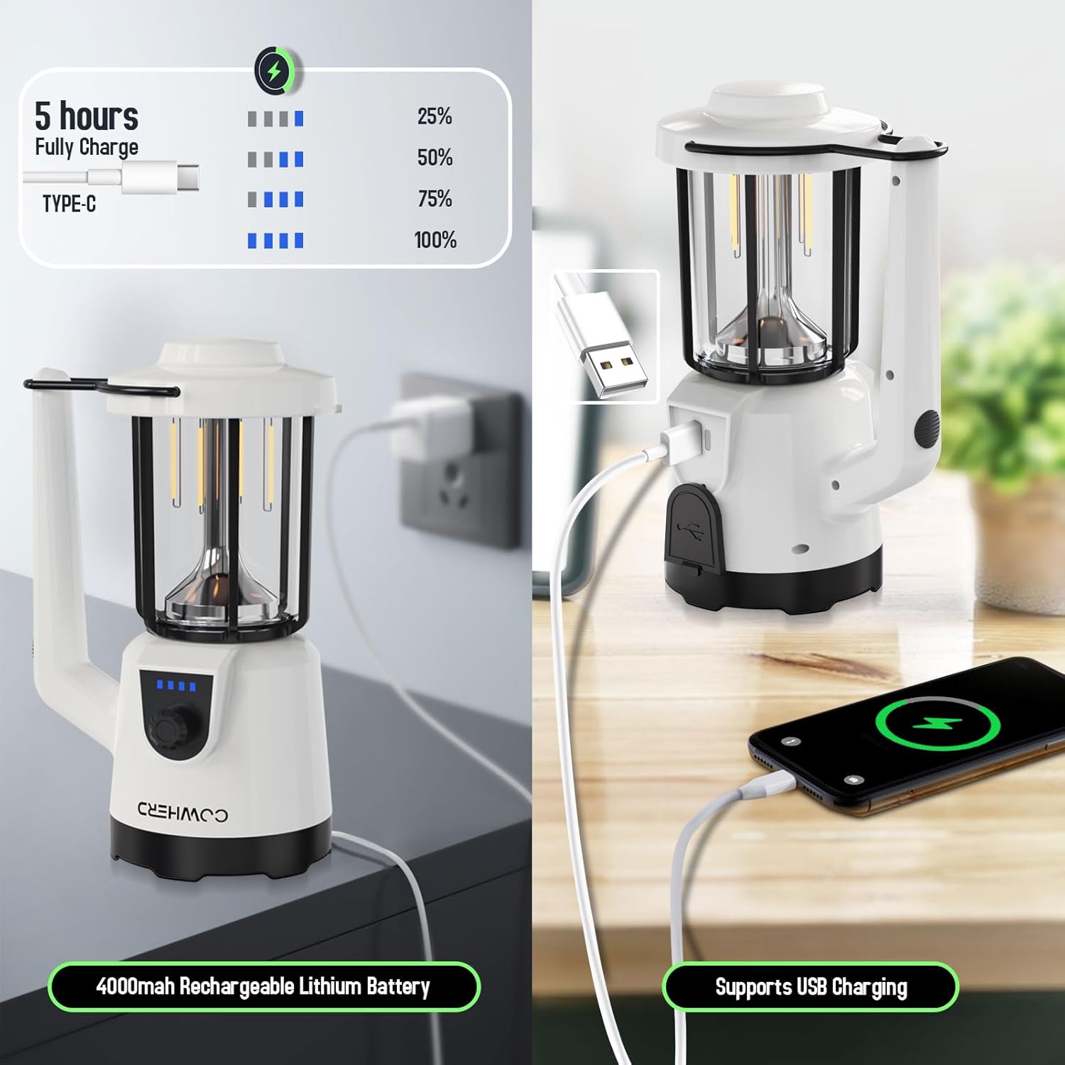 COWHERD Rechargeable Lantern Flashlight