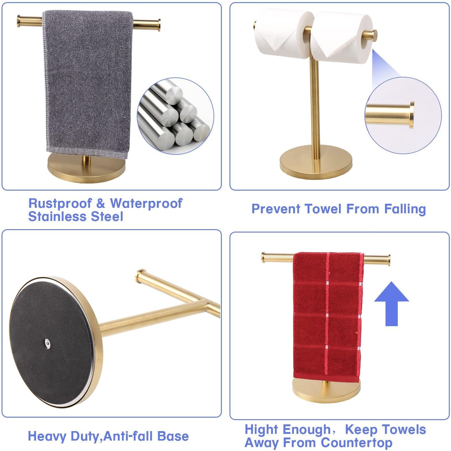 Sturdy Stainless Steel Towel Holder Stand for Bathrooms