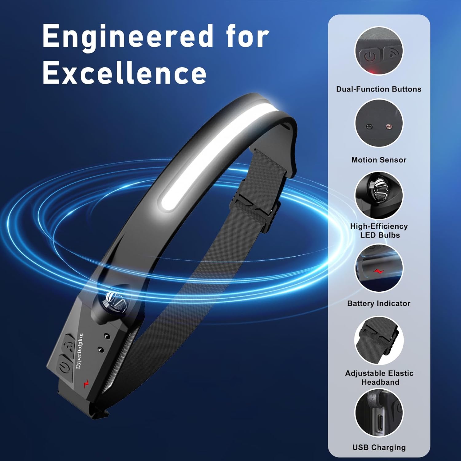 3-Pack Rechargeable LED Headlamp for Adults Waterproof Motion-Activated