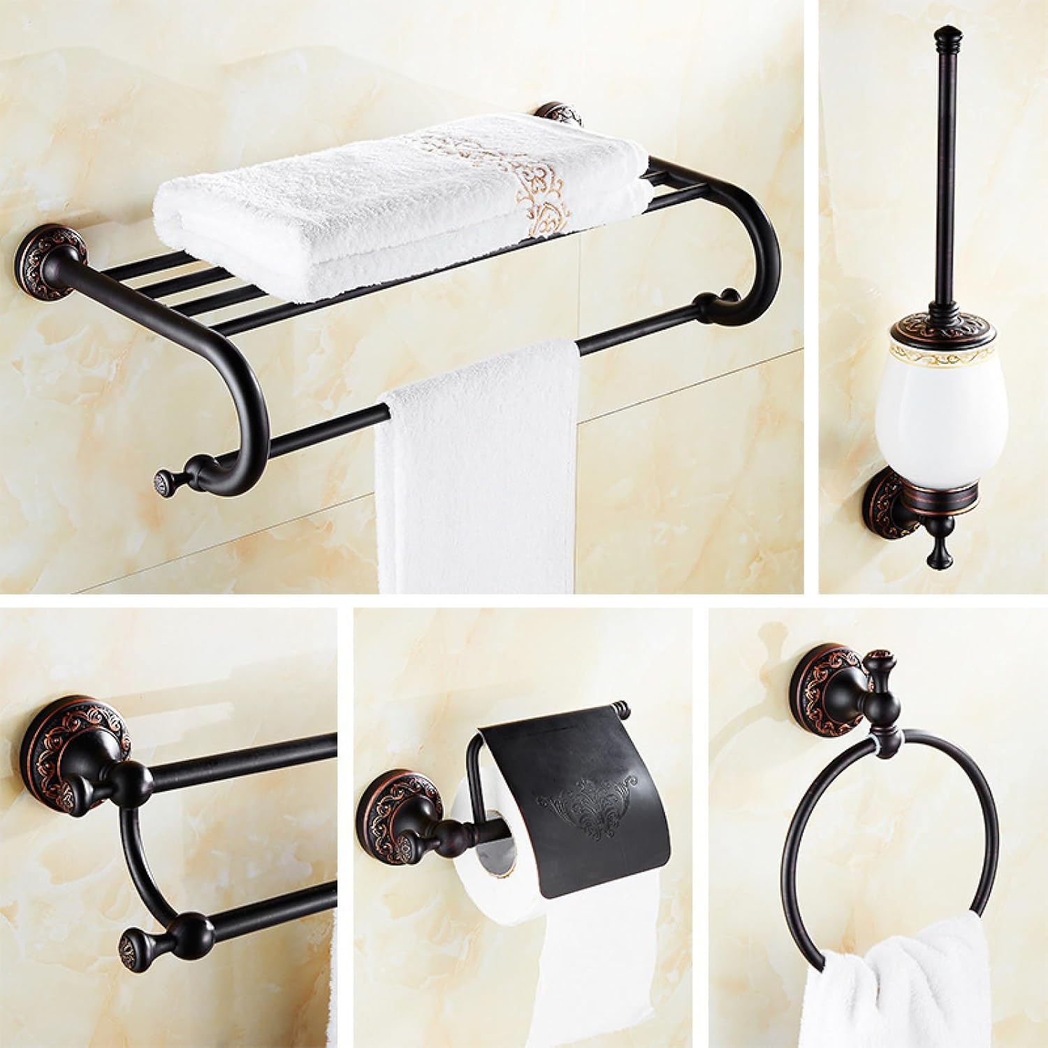 Stylish Black Danube Copper Towel Rack Space-Saving Bathroom hardware