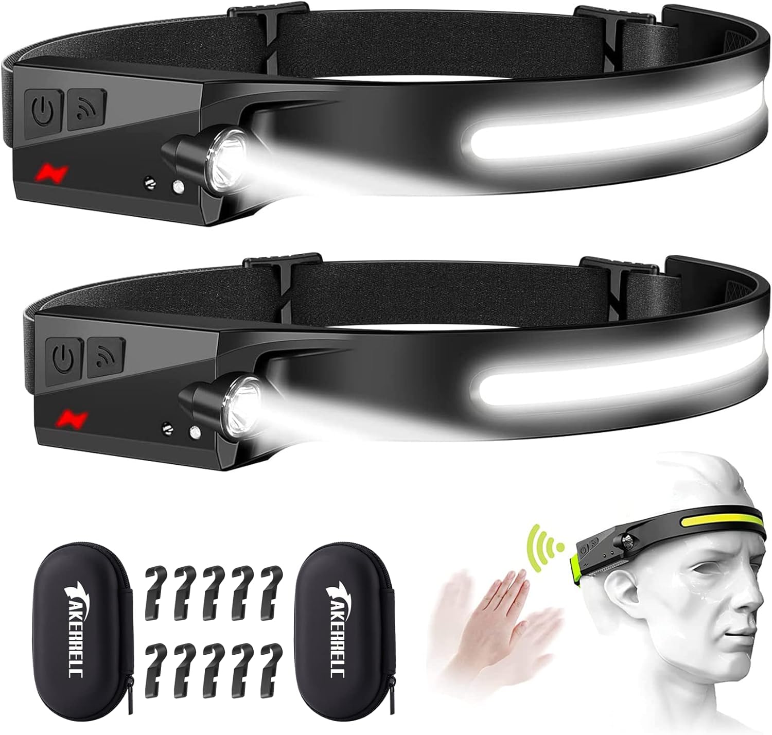 Upgrade Rechargeable LED Headlamp with Motion Sensor