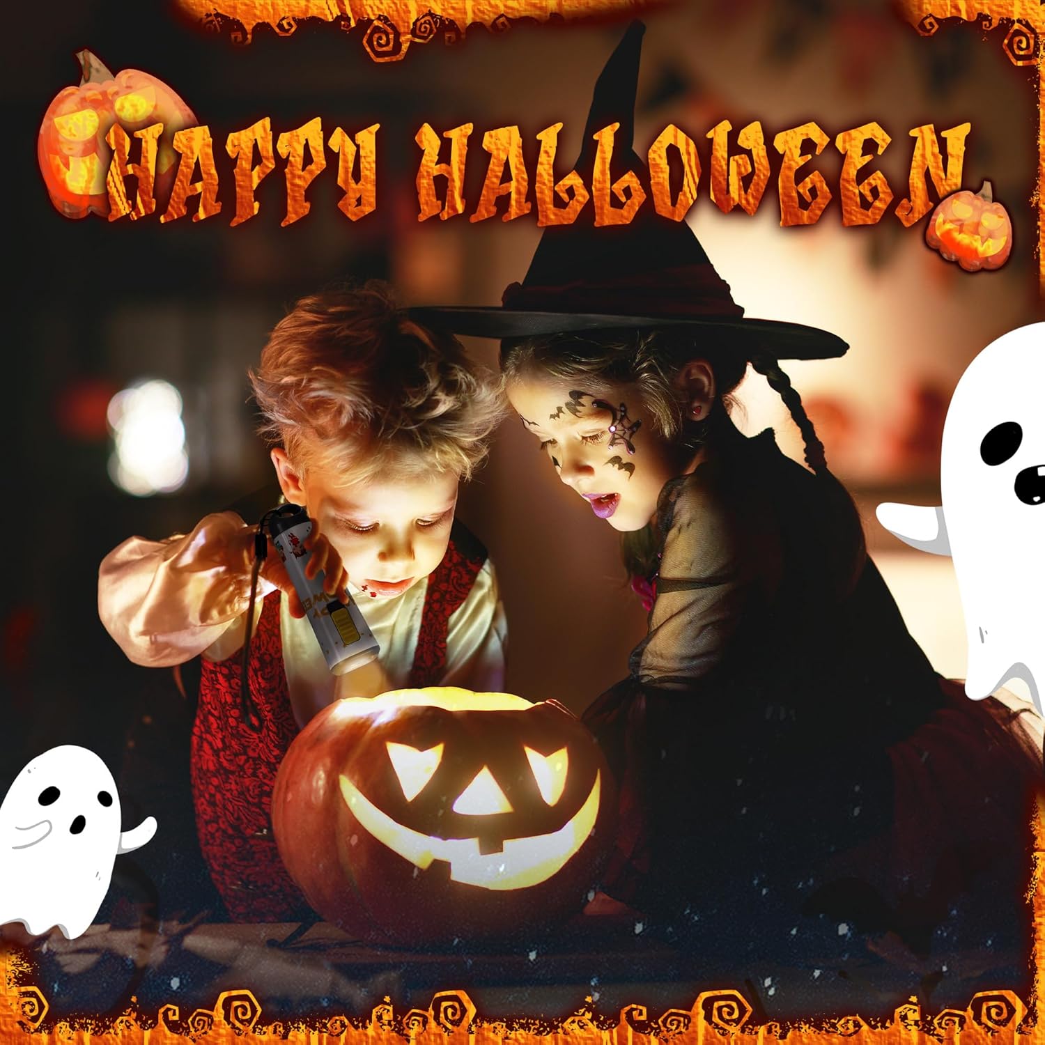EverBrite Halloween pumpkin lantern and headlamp set with 1-pack flashlight