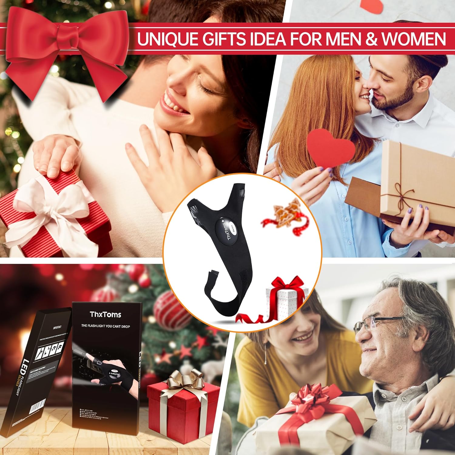 THXTOMS LED Flashlight Gloves for Men