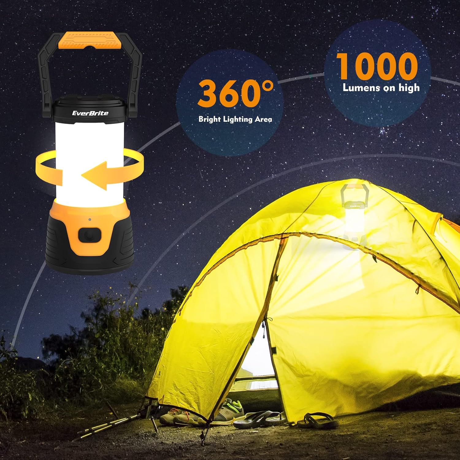 EverBrite 1000 LumensTwo-in-One Camping Lantern Headlamp Bundle