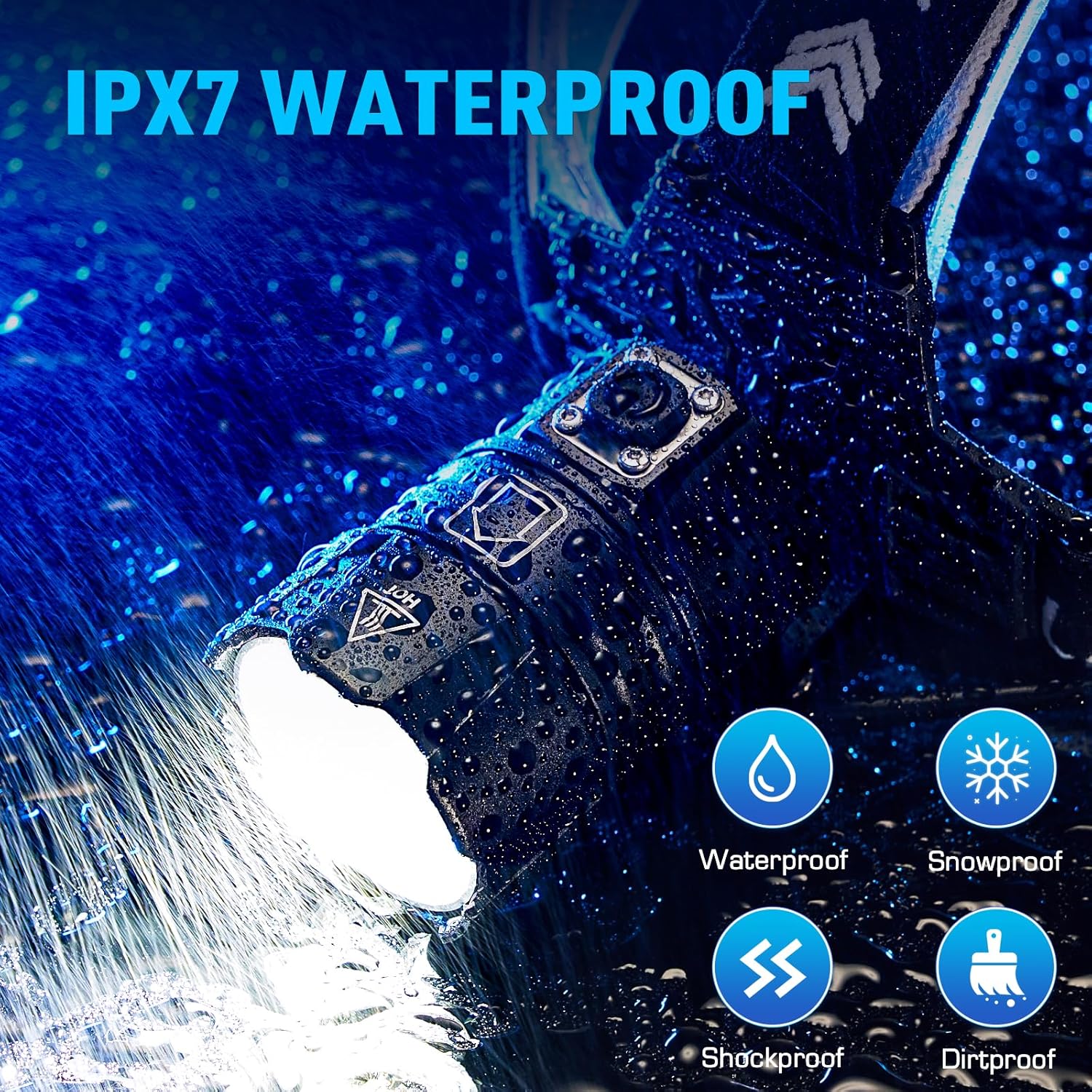 Bright Durable Headlamp with 5 Modes IPX7 Weather Resistance