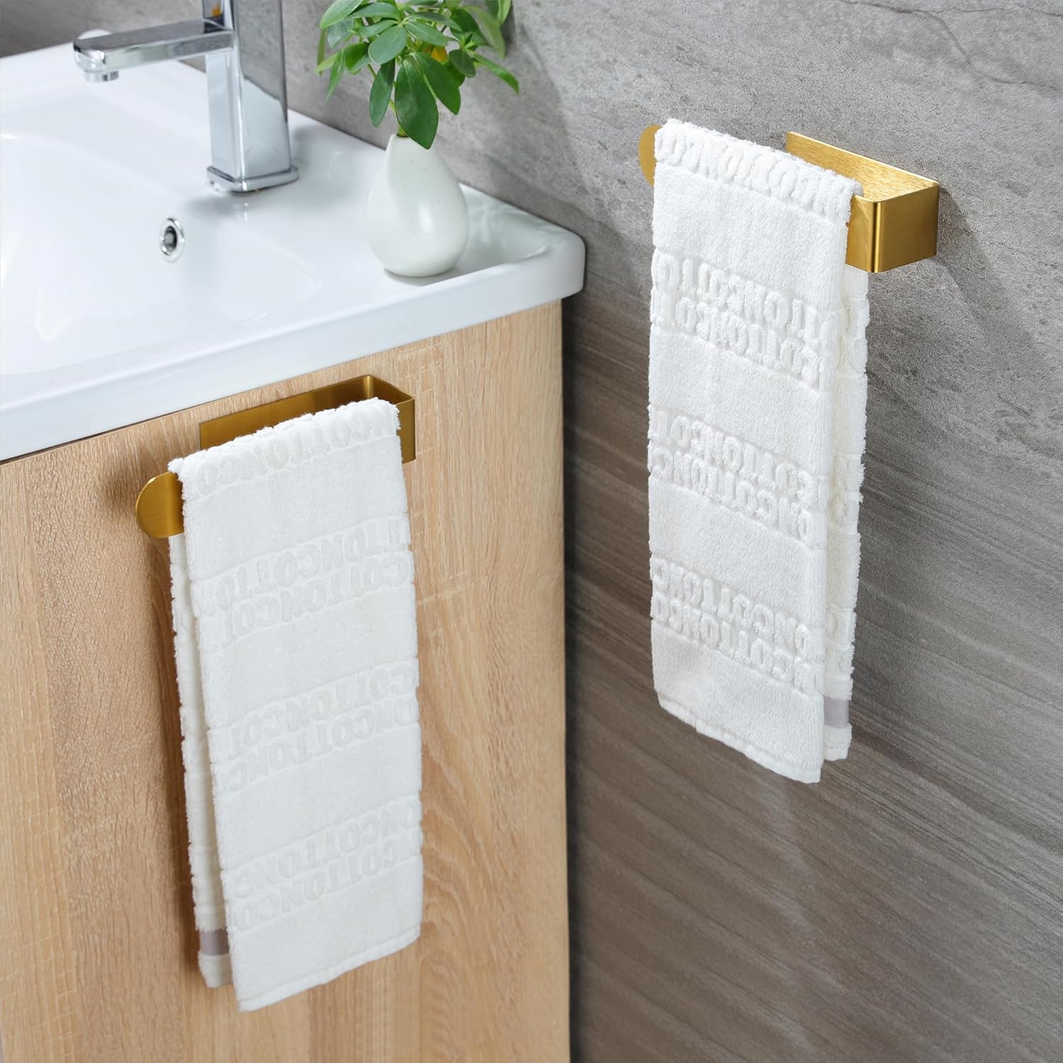 Gold towel holder stainless steel bath towel bar double pack