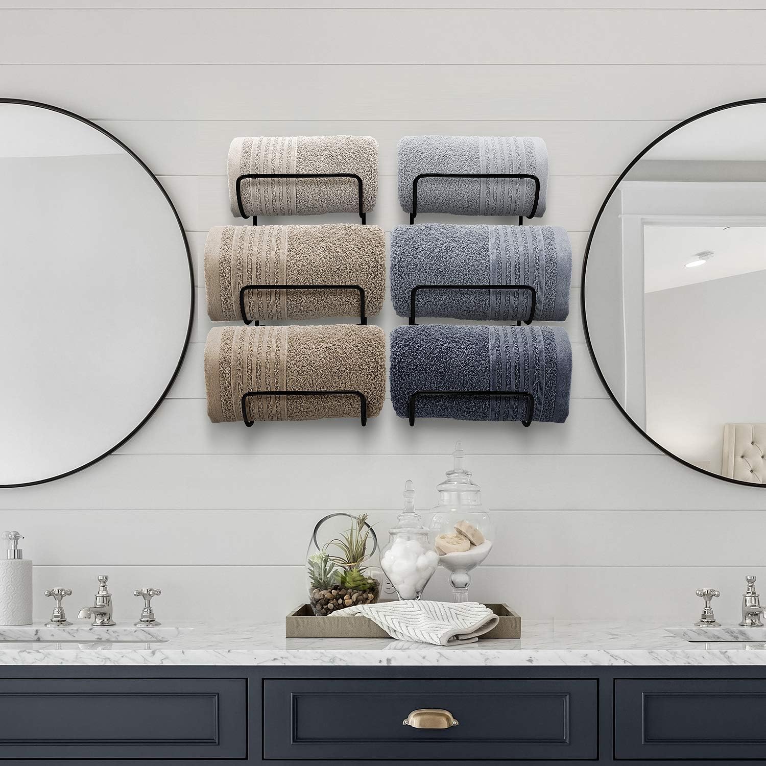 Sorbus 6-Level Towel Rack - Black Set of 2