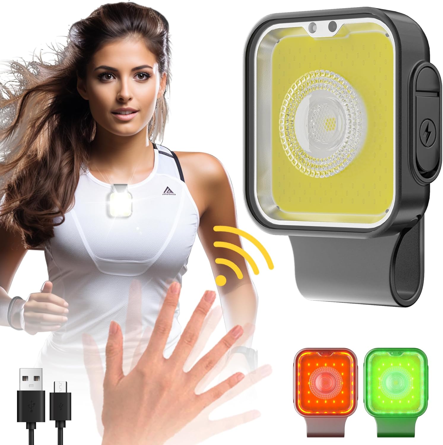 12 Lighting Modes Clip-On Running Light Rechargeable Durable