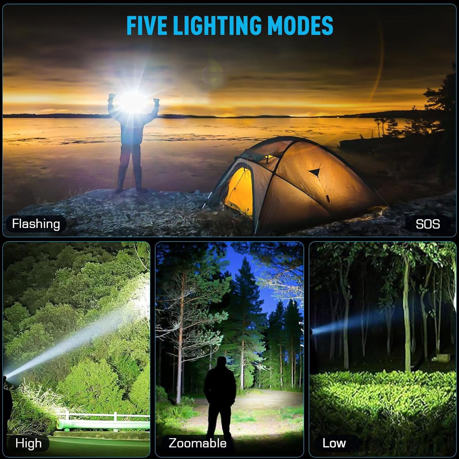 LED Rechargeable Headlamp with 5 Modes 900000 Lumens