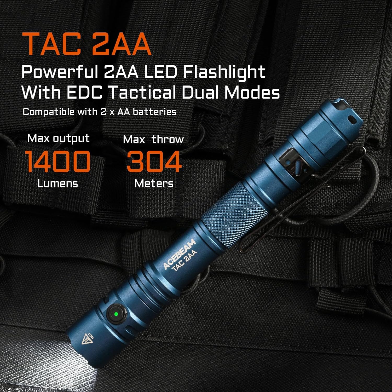 ACEBEAM TAC 2AA EDC Tactical Dual Modes Flashlight