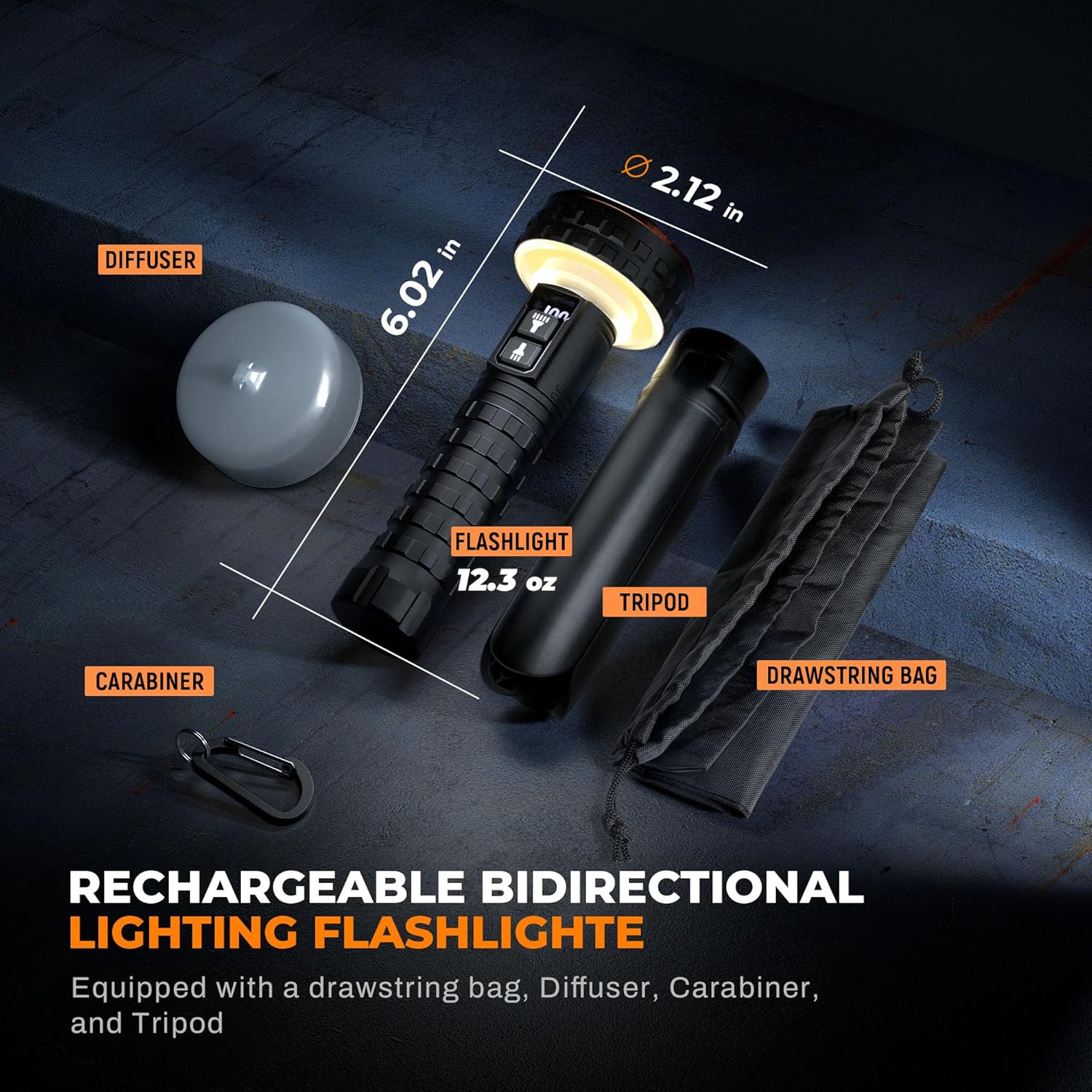 Elesall Discover 5000 Lumen Rechargeable LED Flashlight with Dual Modes