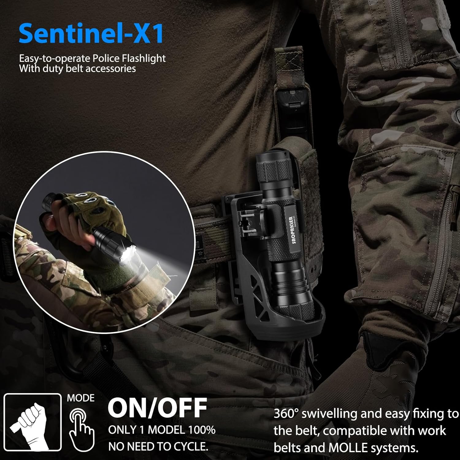 Tactical Flashlight with holster