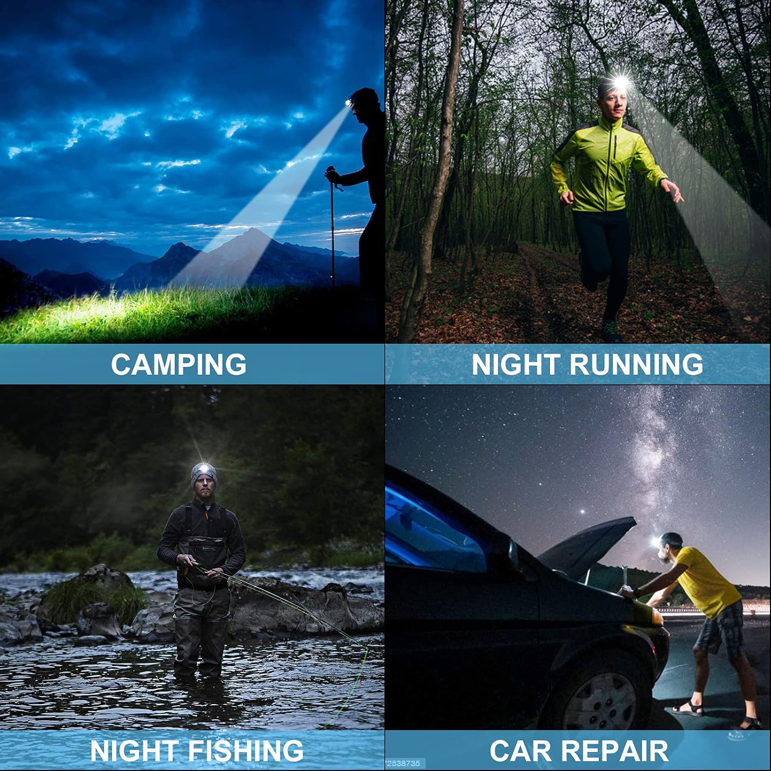 Bud K LED Headlamp USB Rechargeable 90000 Lumen