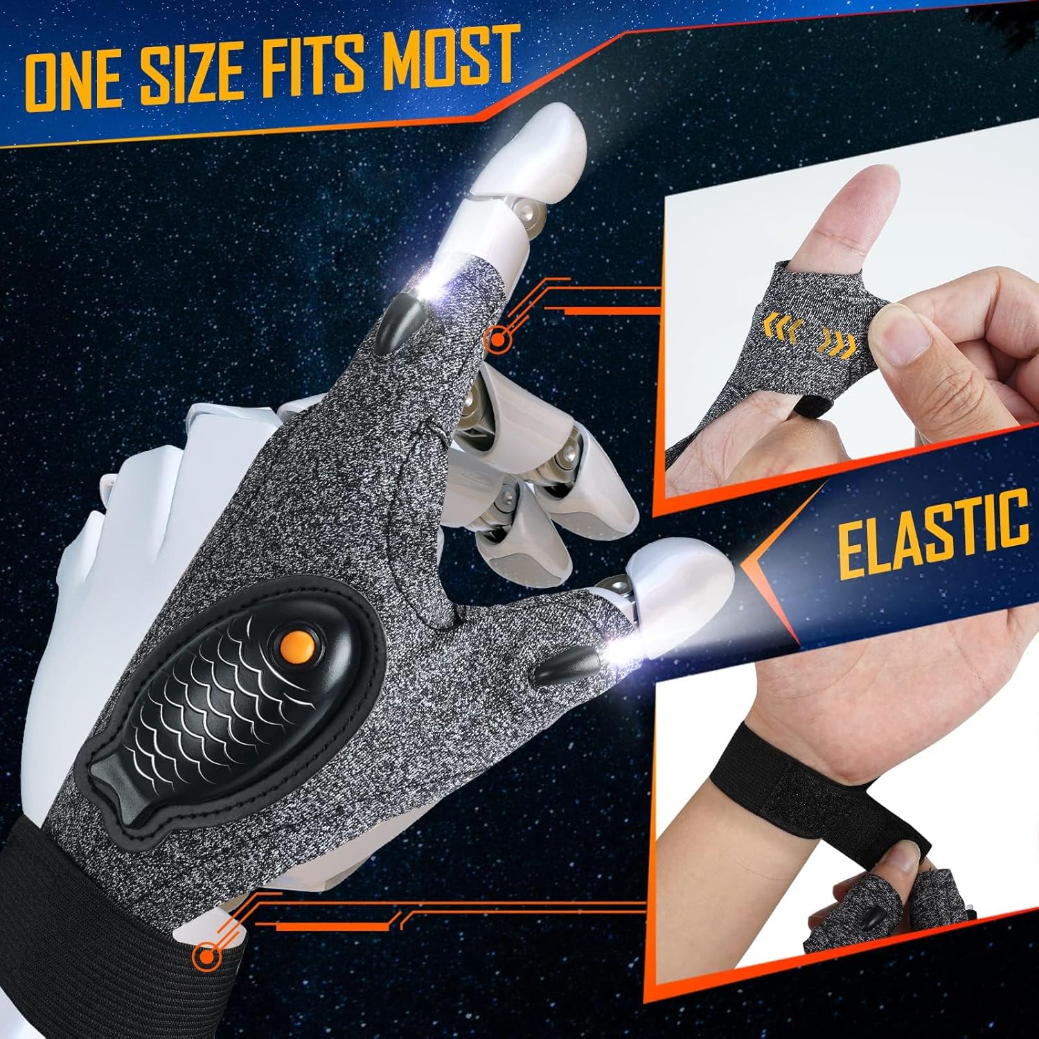 Rechargeable LED Flashlight Gloves Christmas Gifts for MenWomen