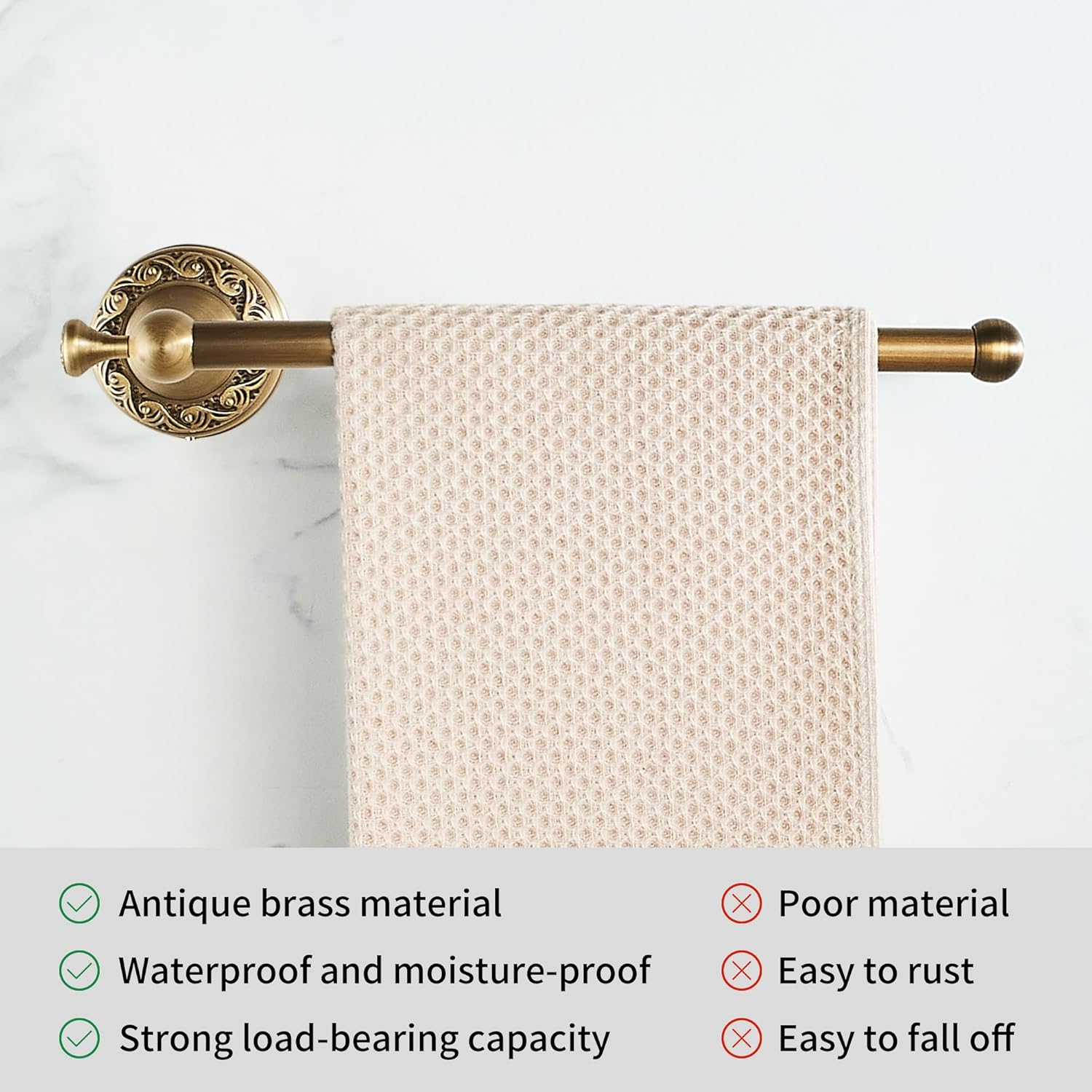 Heavy Duty Towel Bar Rustproof Brass Towel Holder