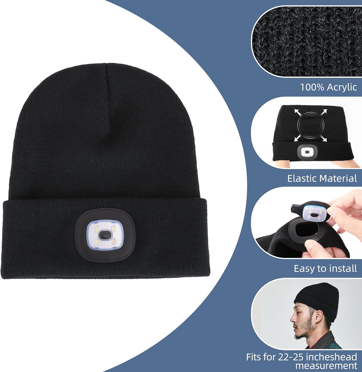YMHB Unisex Beanie Hat withLED Night Light Christmas