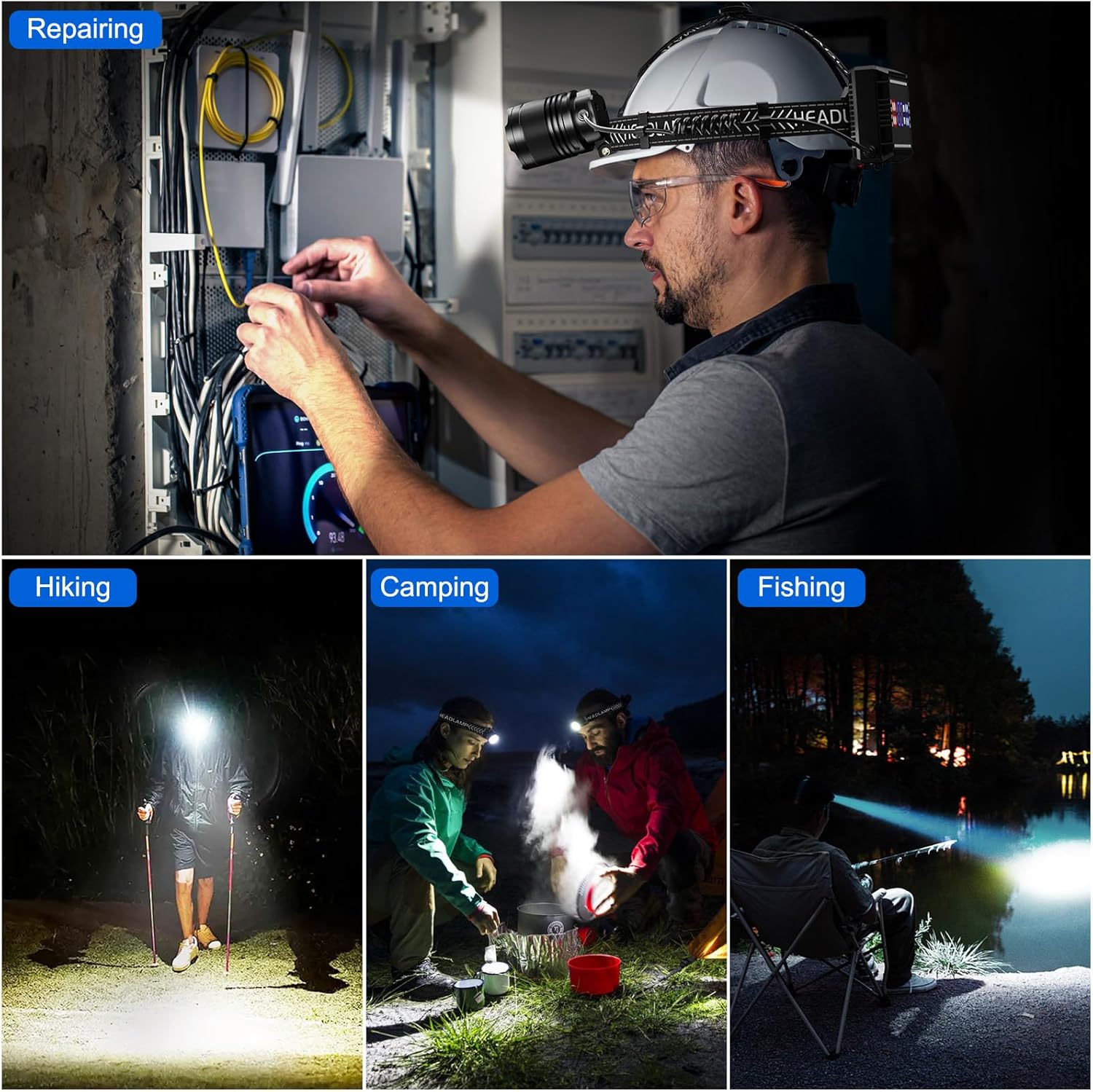 Cinlinso Headlamp 990000 Lumens Rechargeable