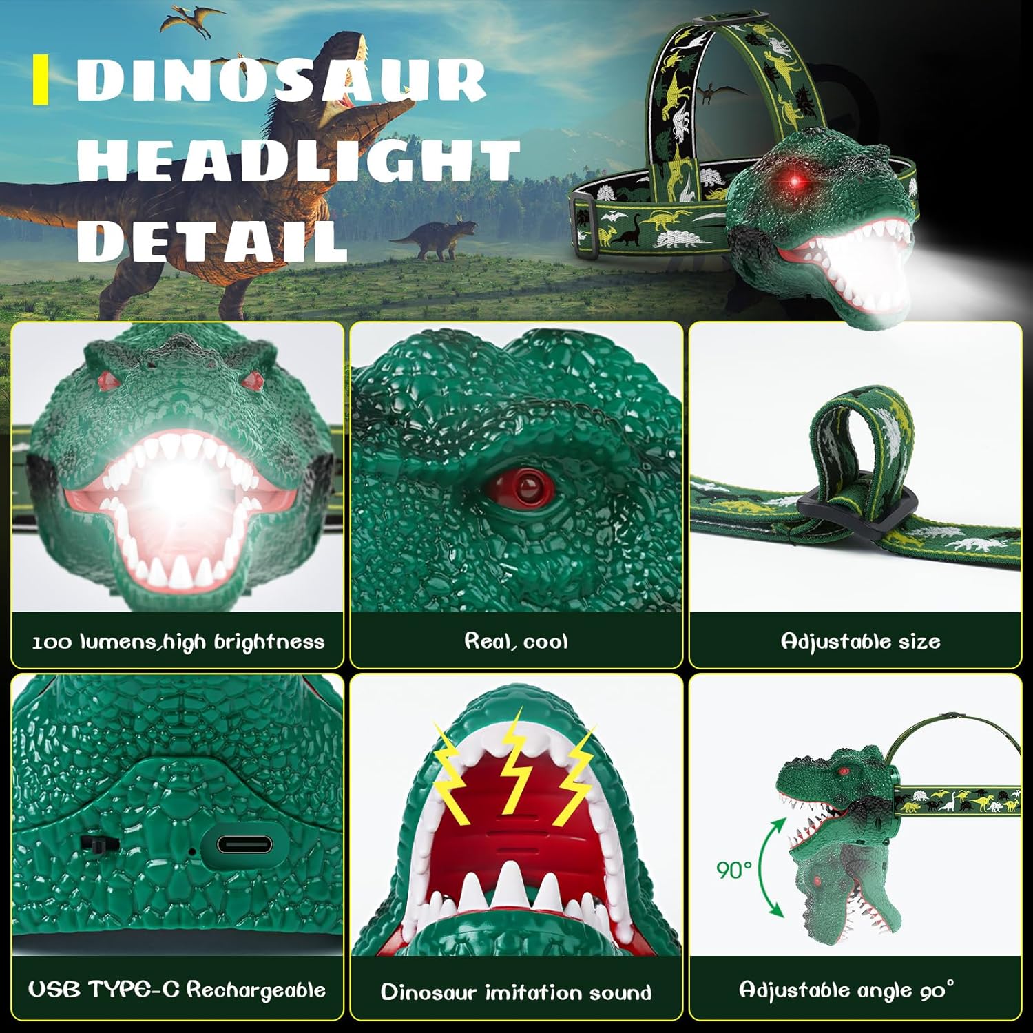 Dysaim T-Rex Headlamp for Kids