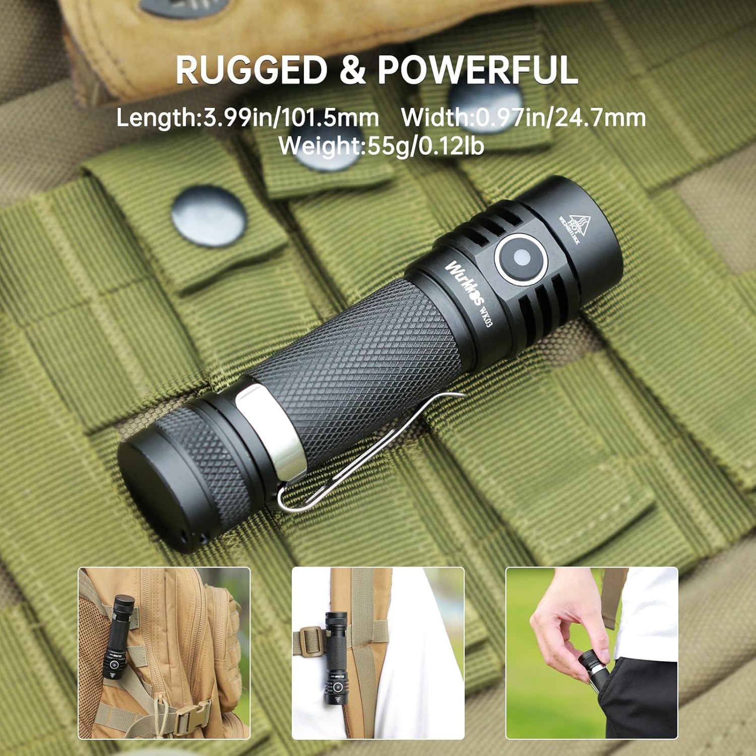 Wurkkos WK03 LED Flashlight - 6 Modes Magnetic Rechargeable Waterproof Camper