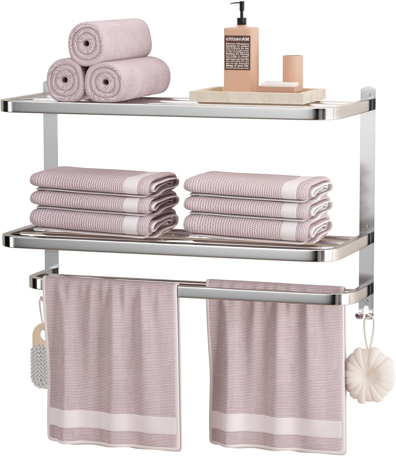 3-Tier Stainless Steel Towel Rack 40lbs Capacity Smooth Finish Easy to Install