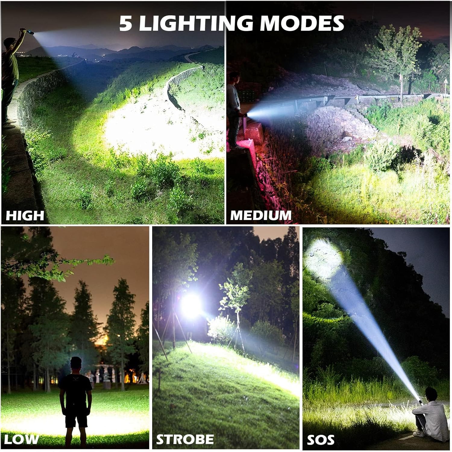 Brighter nights with Lyltings rechargeable LED flashlight 990000 lumens 5 modes waterproof reliable