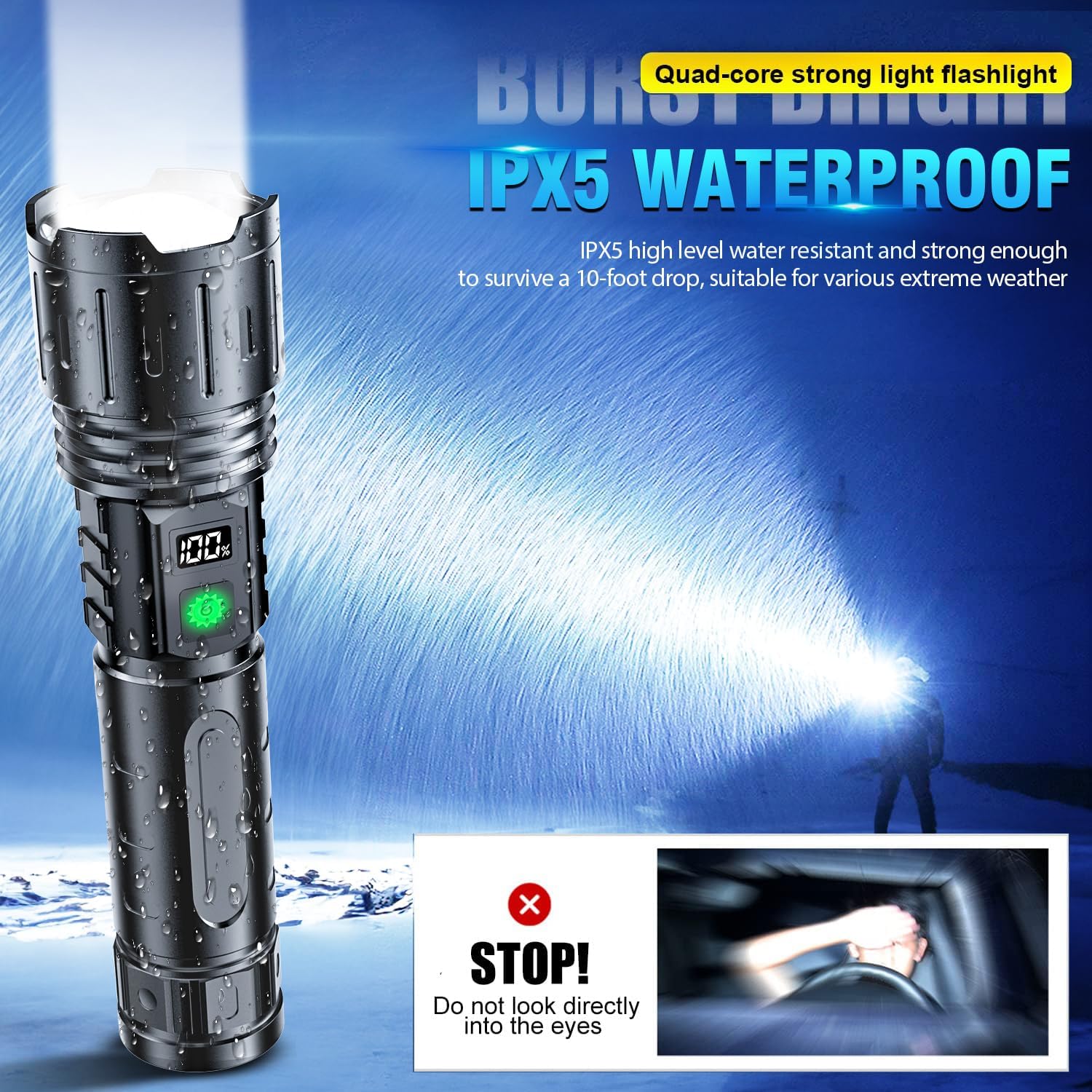 Hoxida 20000 High Lumen Rechargeable LED Flashlight