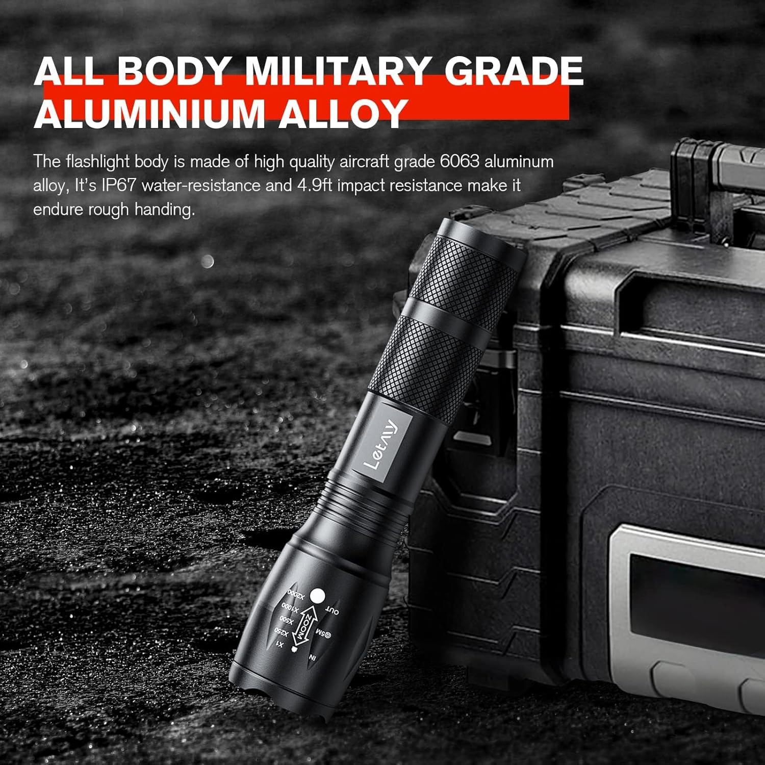 LETMYTactical Flashlight - Bright Waterproof 2 Pack for Camping Emergencies