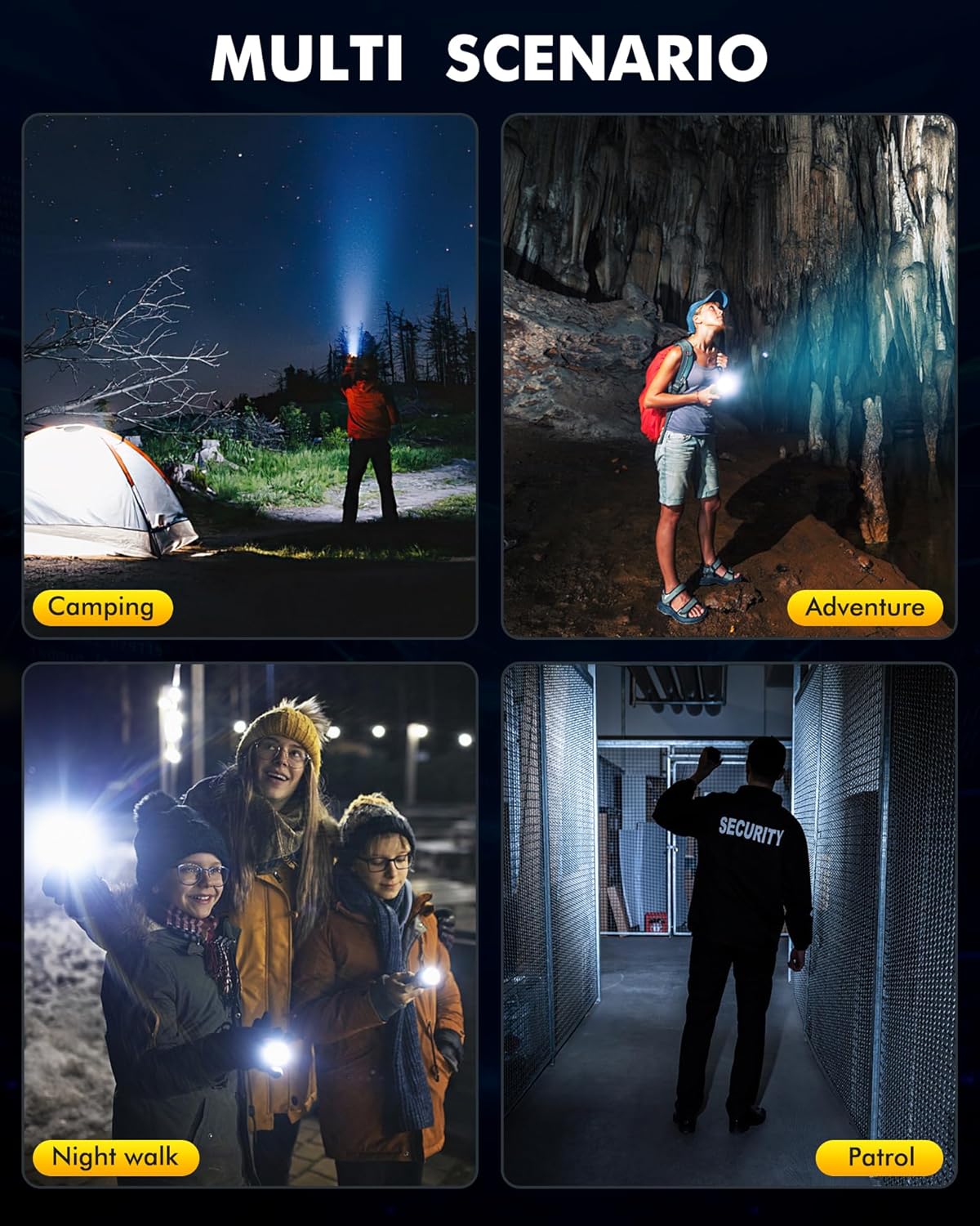 Rechargeable Tactical Flashlight 1800000 Lumens 5 Modes Waterproof 31 Hour Runtime