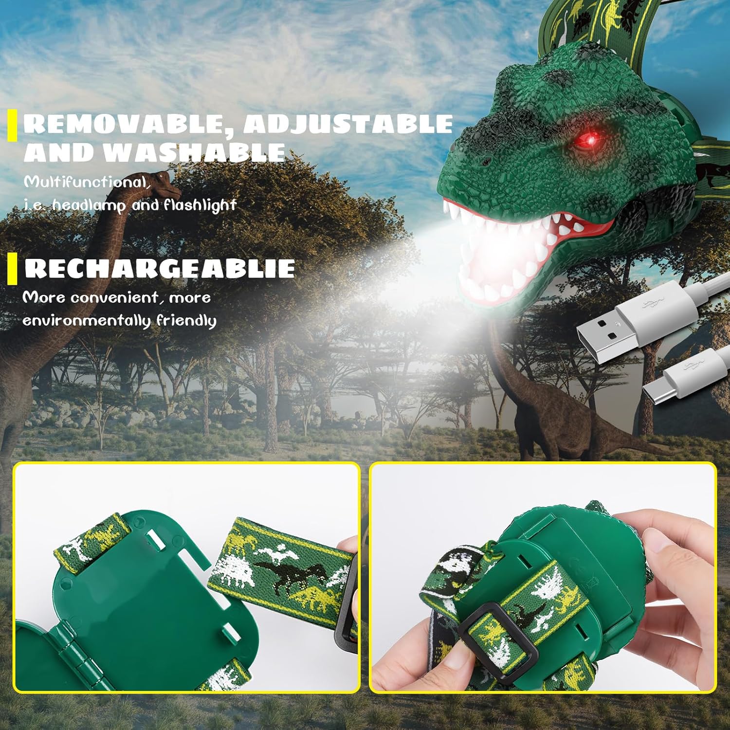 Dysaim T-Rex Headlamp for Kids