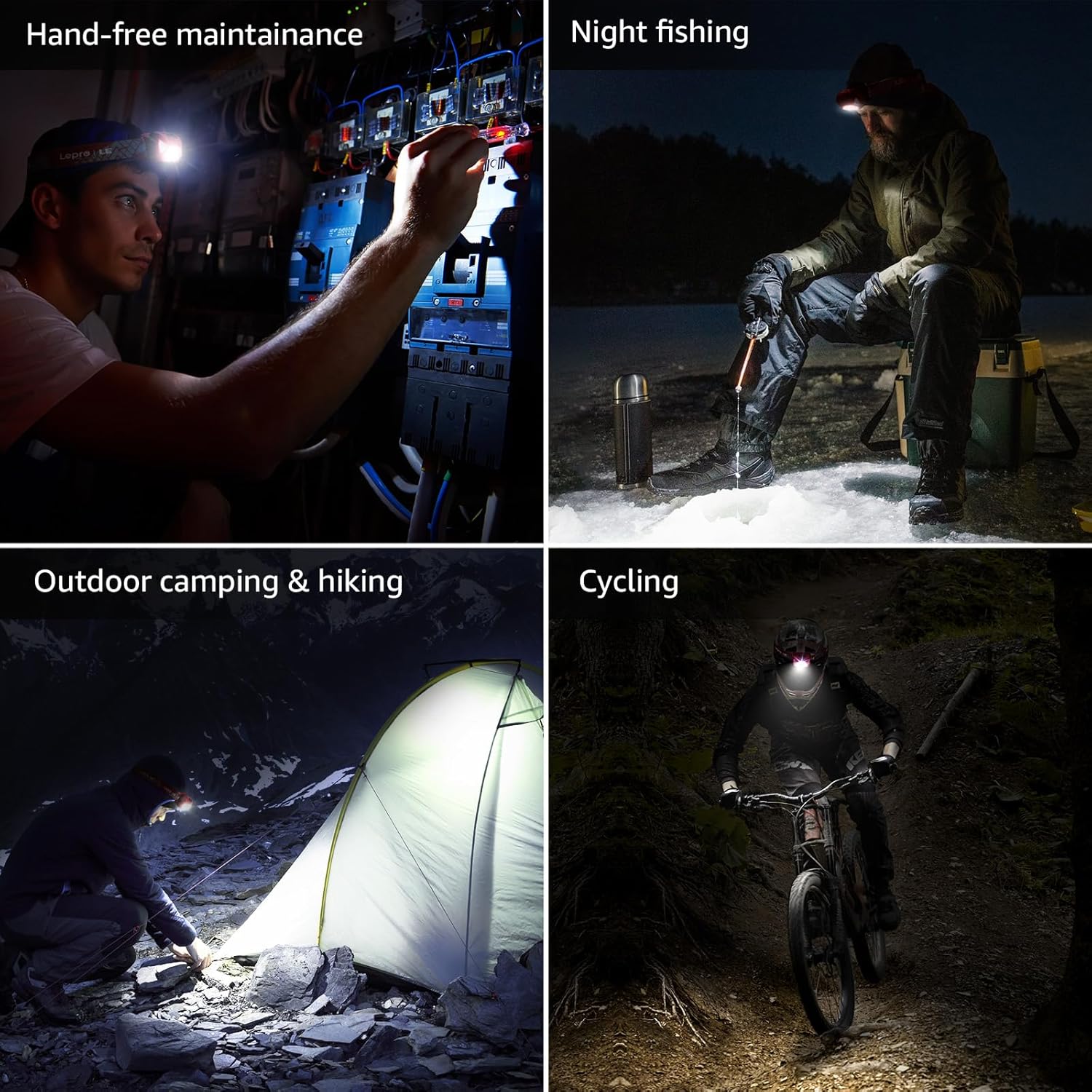 Sunbrighter Red LED Headlamp with 1300Lux - IPX4 Waterproof for Hiking and Camping