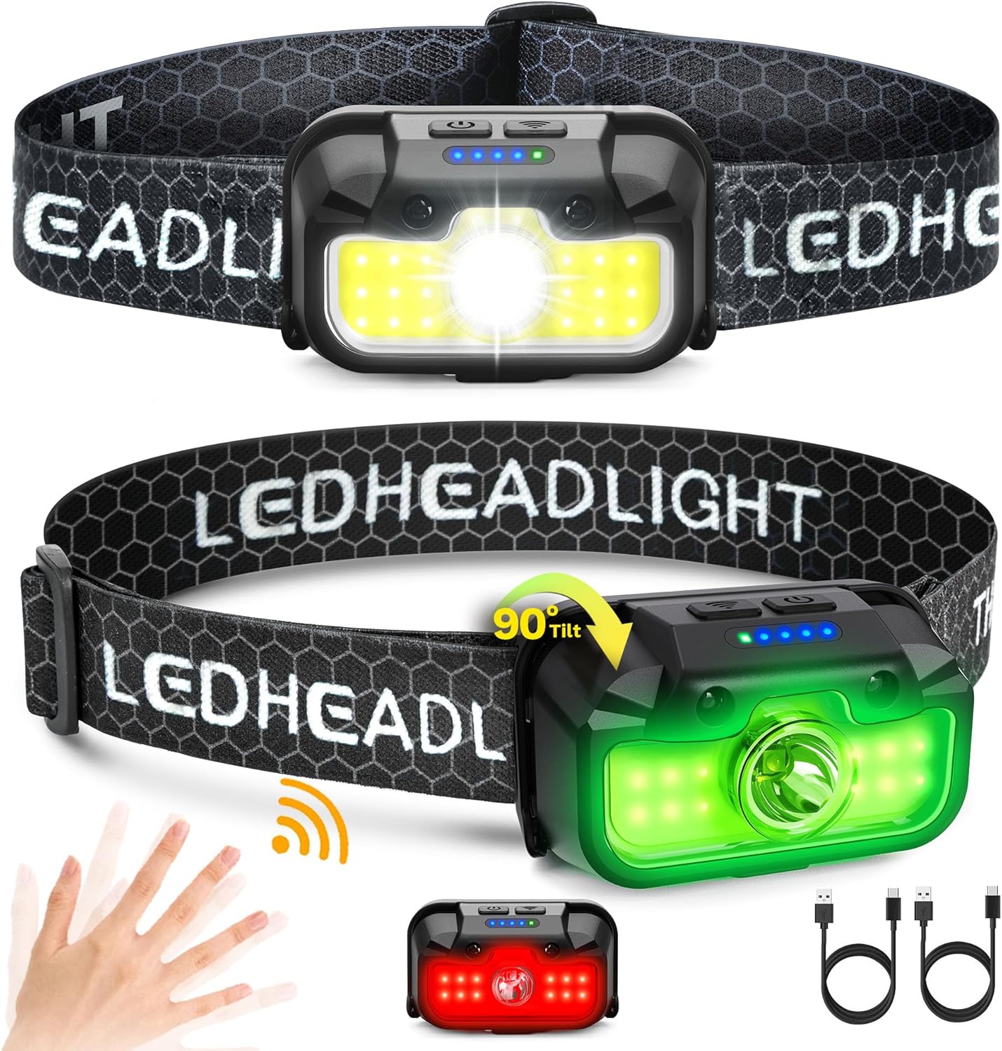 Favorlite Rechargeable Headlamp for Hiking Camping