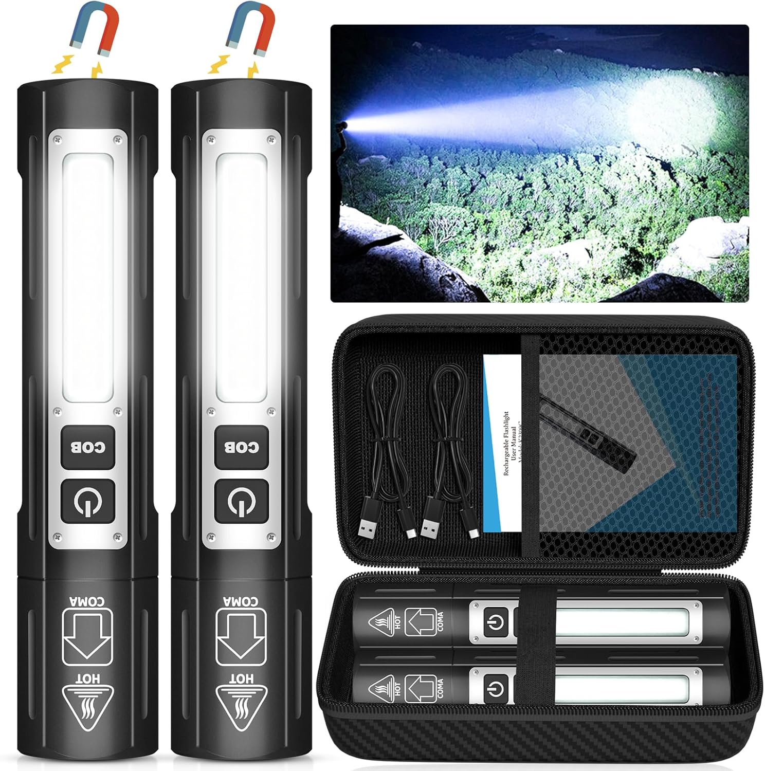 Banral Magnetic Rechargeable Flashlight for Camping