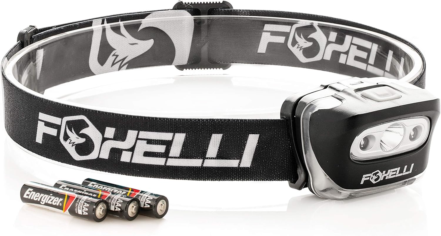 Foxelli LED Headlamp Flashlight for Adults Kids Running Camping Hiking Head Lamp