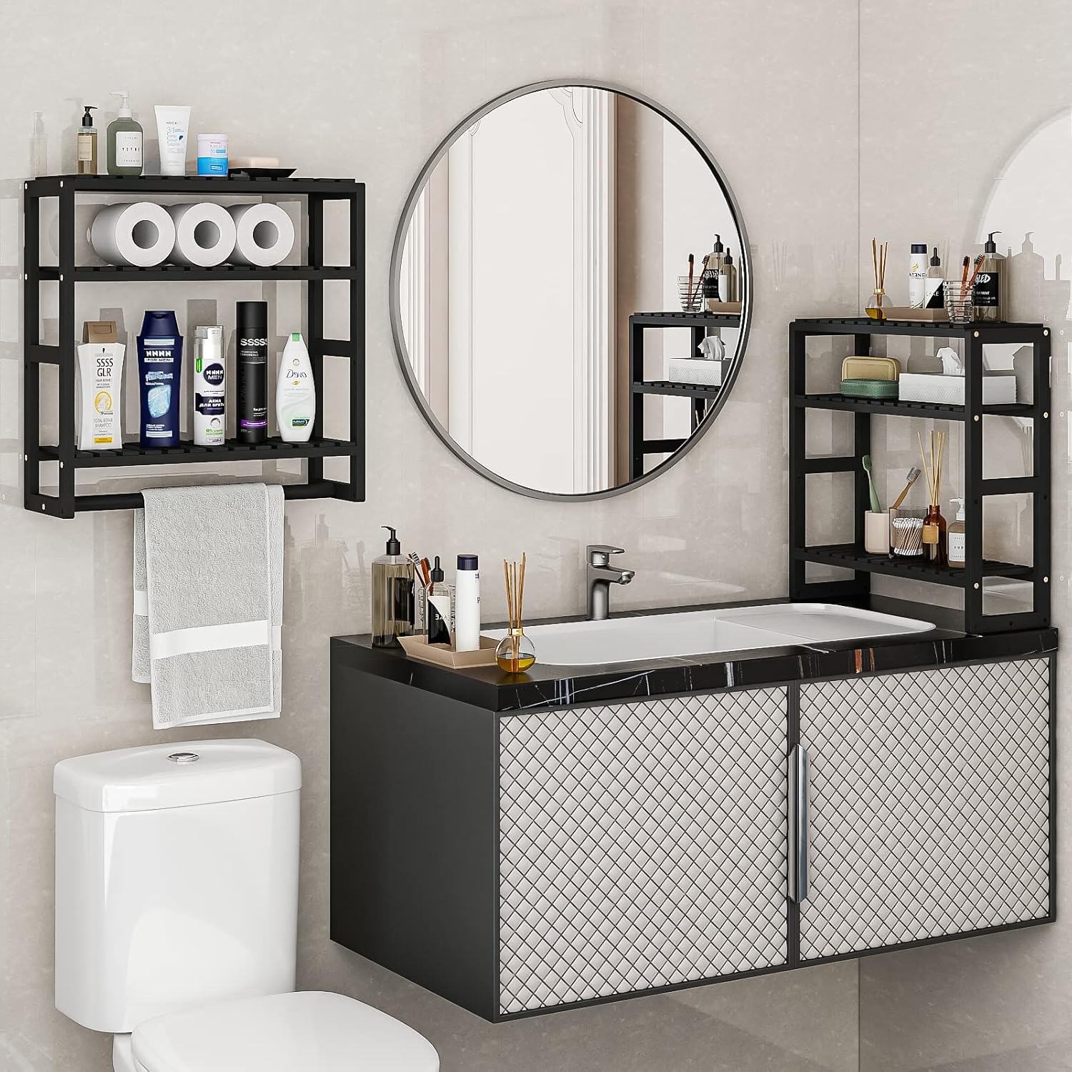 Space-Saving Bamboo Towel Paper Holder for Washrooms